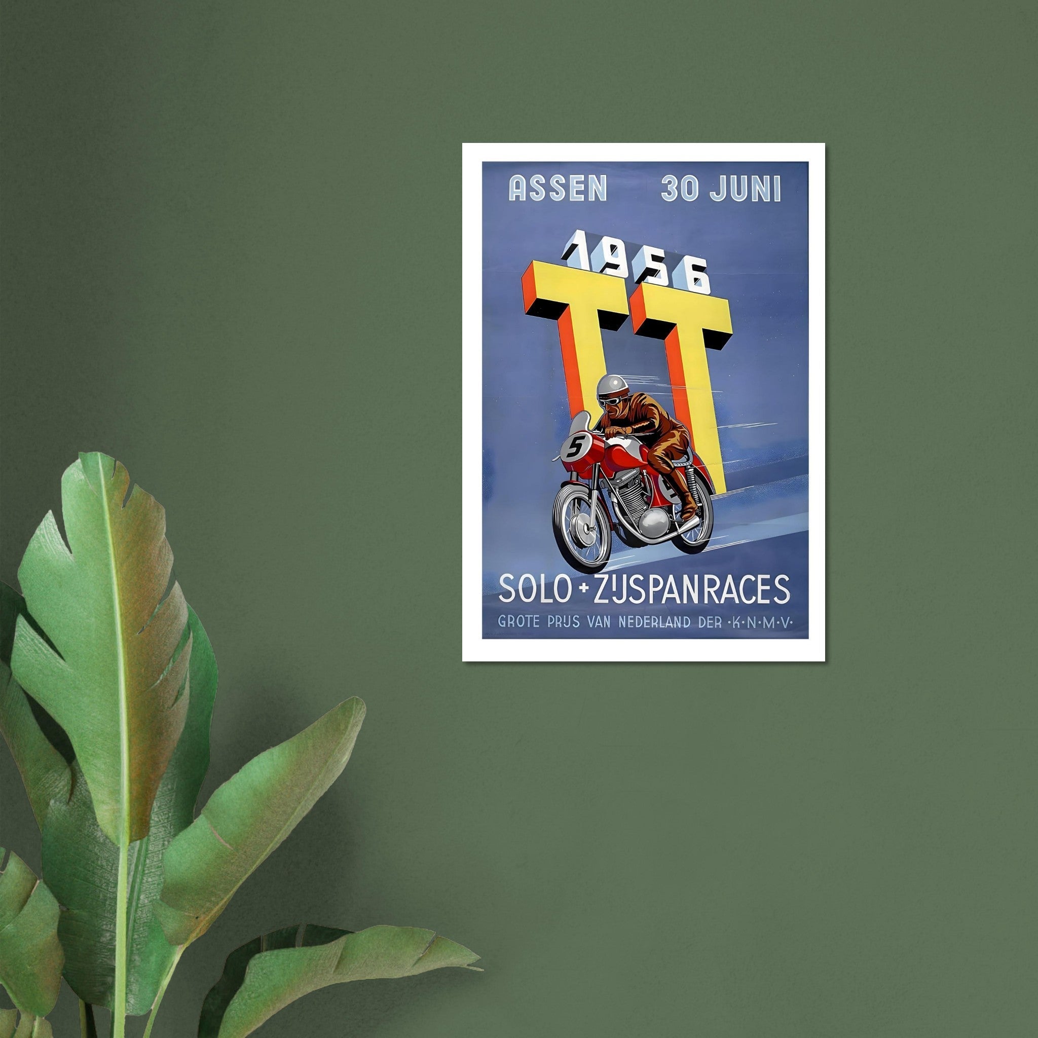 1956 Assen TT Motorcycle Race Poster - Transit Art