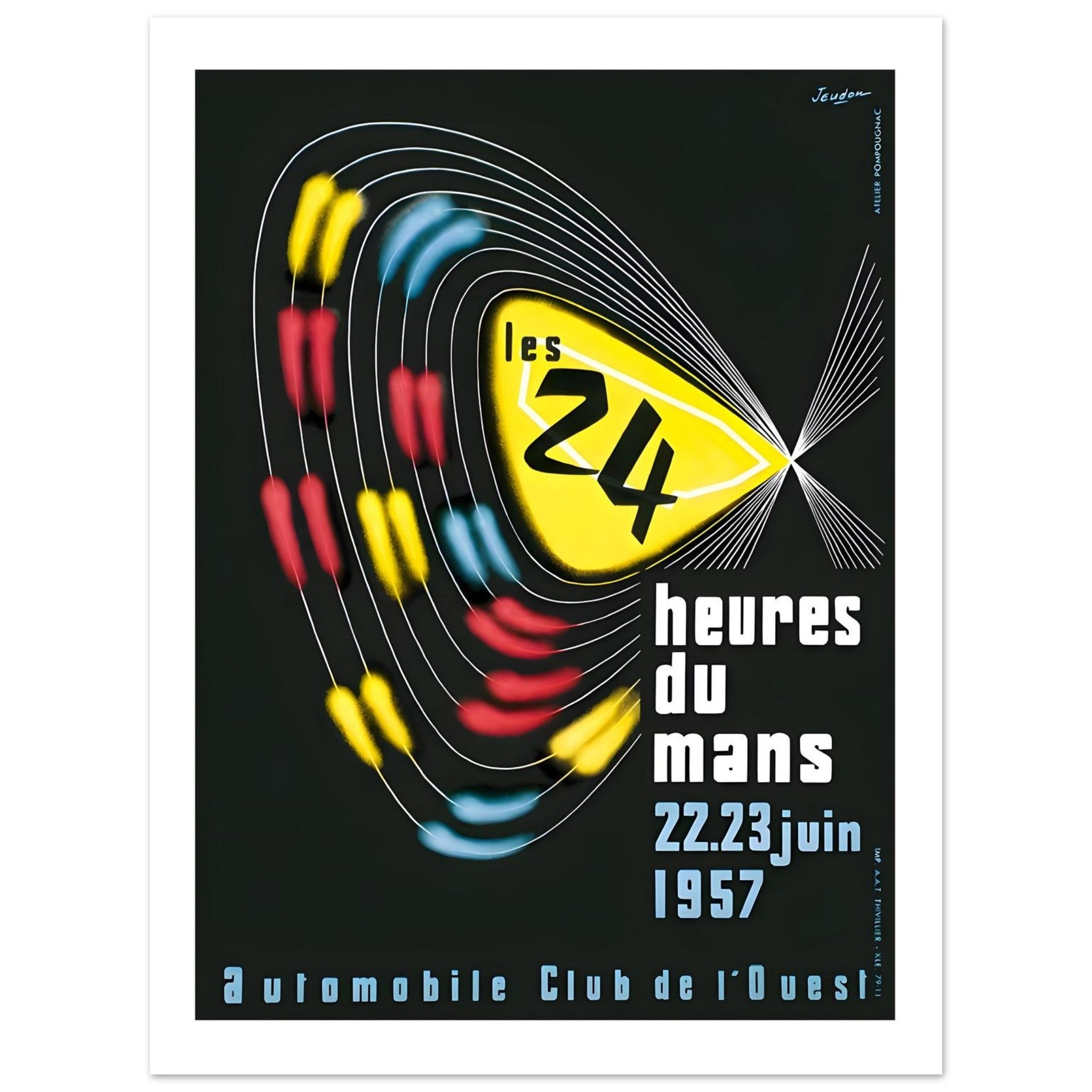 1957 24 Heures du Mans Abstract Speed Poster - Transit Art