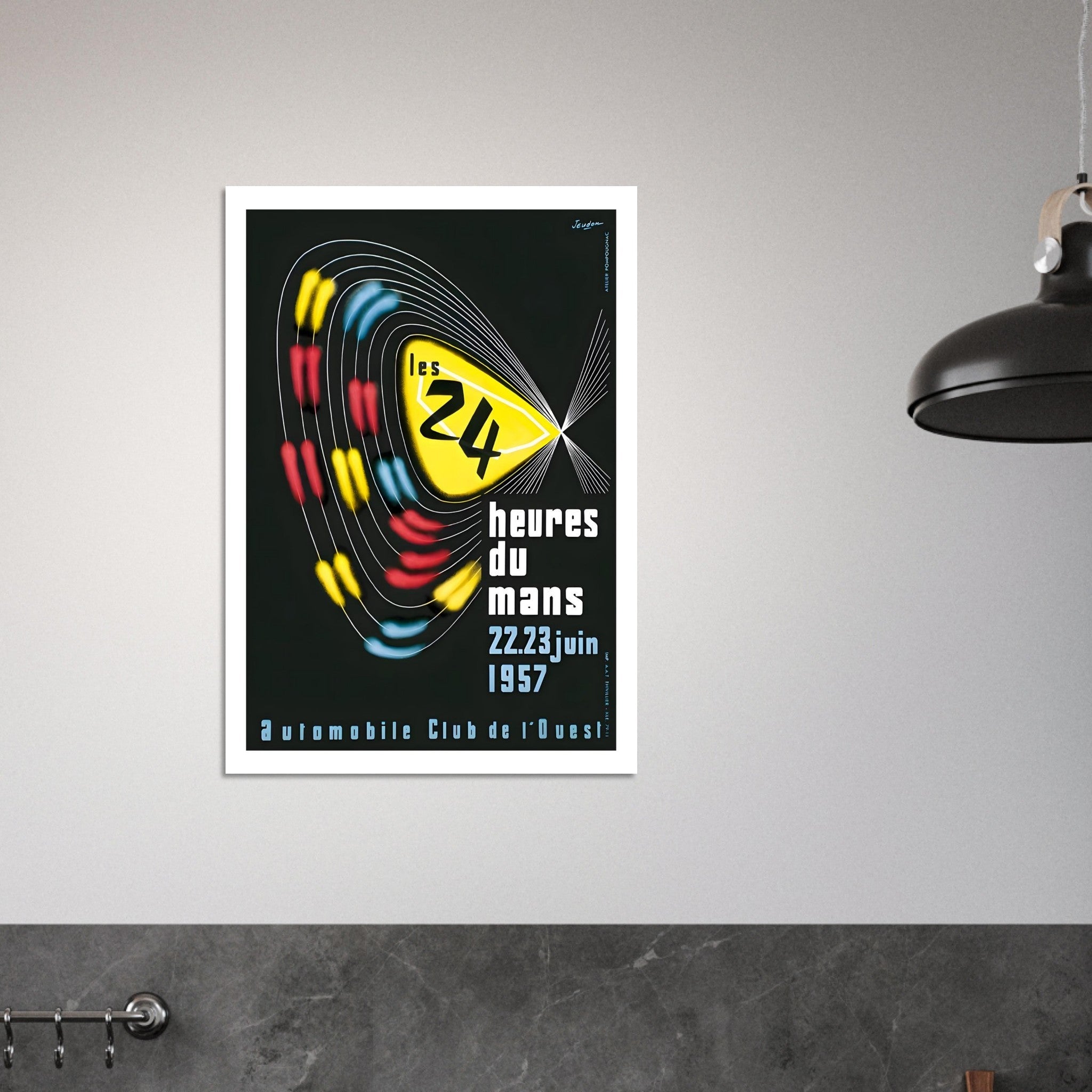 1957 24 Heures du Mans Abstract Speed Poster - Transit Art