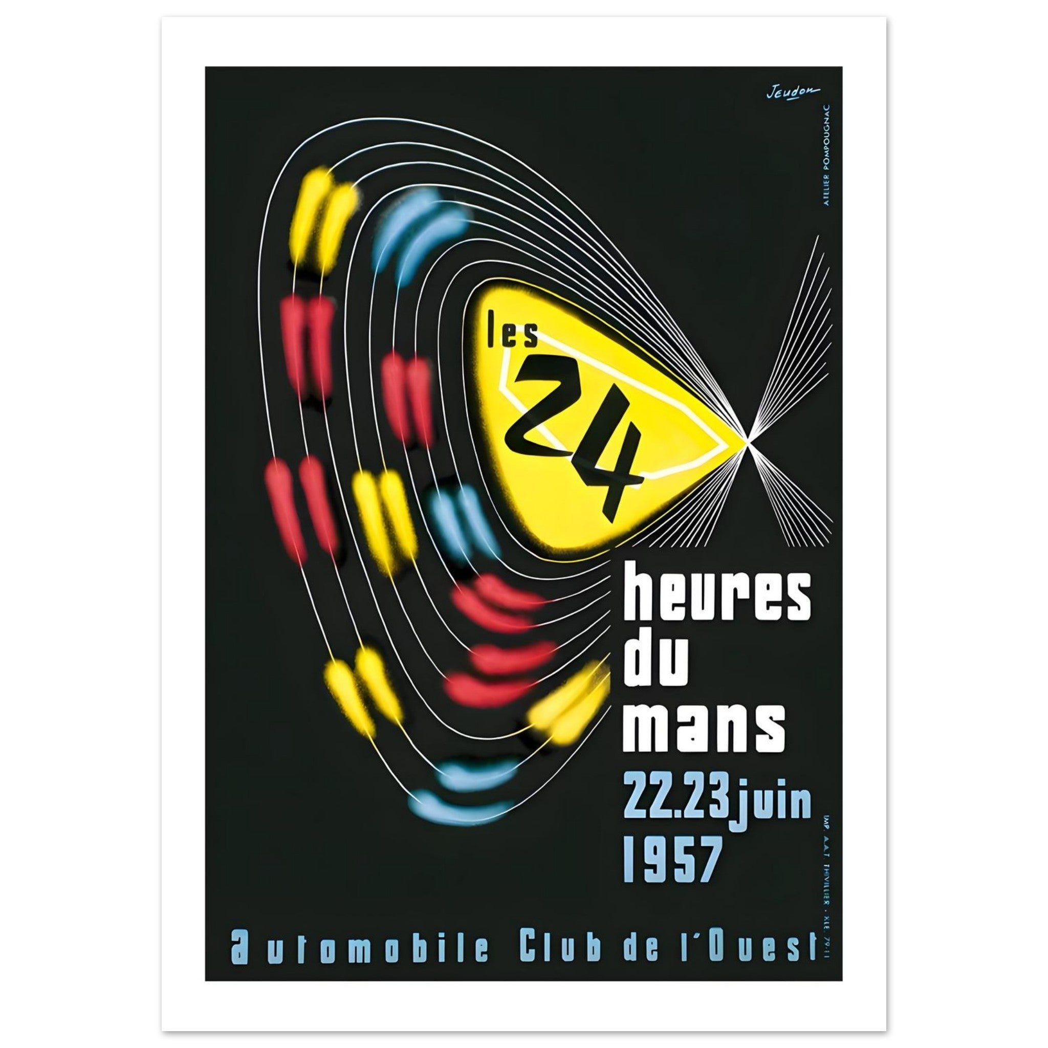 1957 24 Heures du Mans Abstract Speed Poster - Transit Art