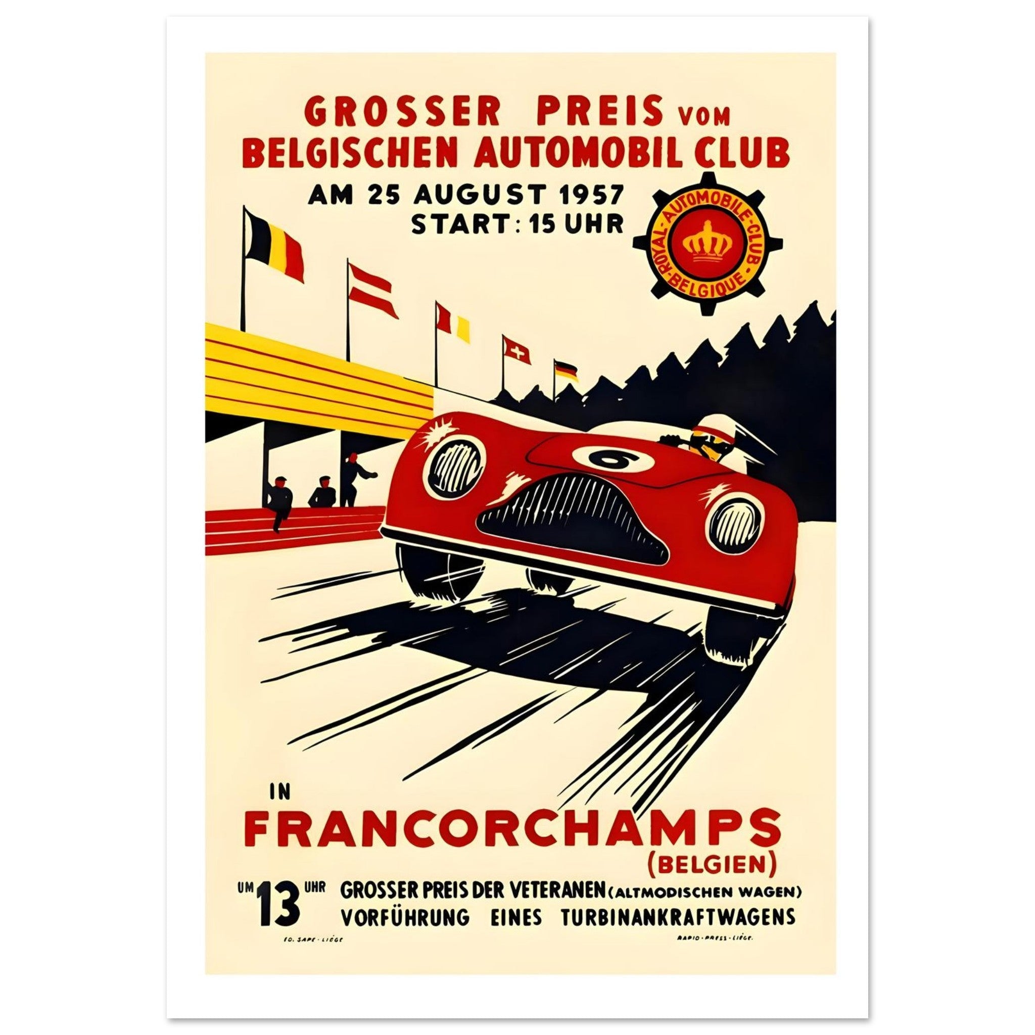 1957 Grosser Preis Francorchamps Racing Poster - Transit Art