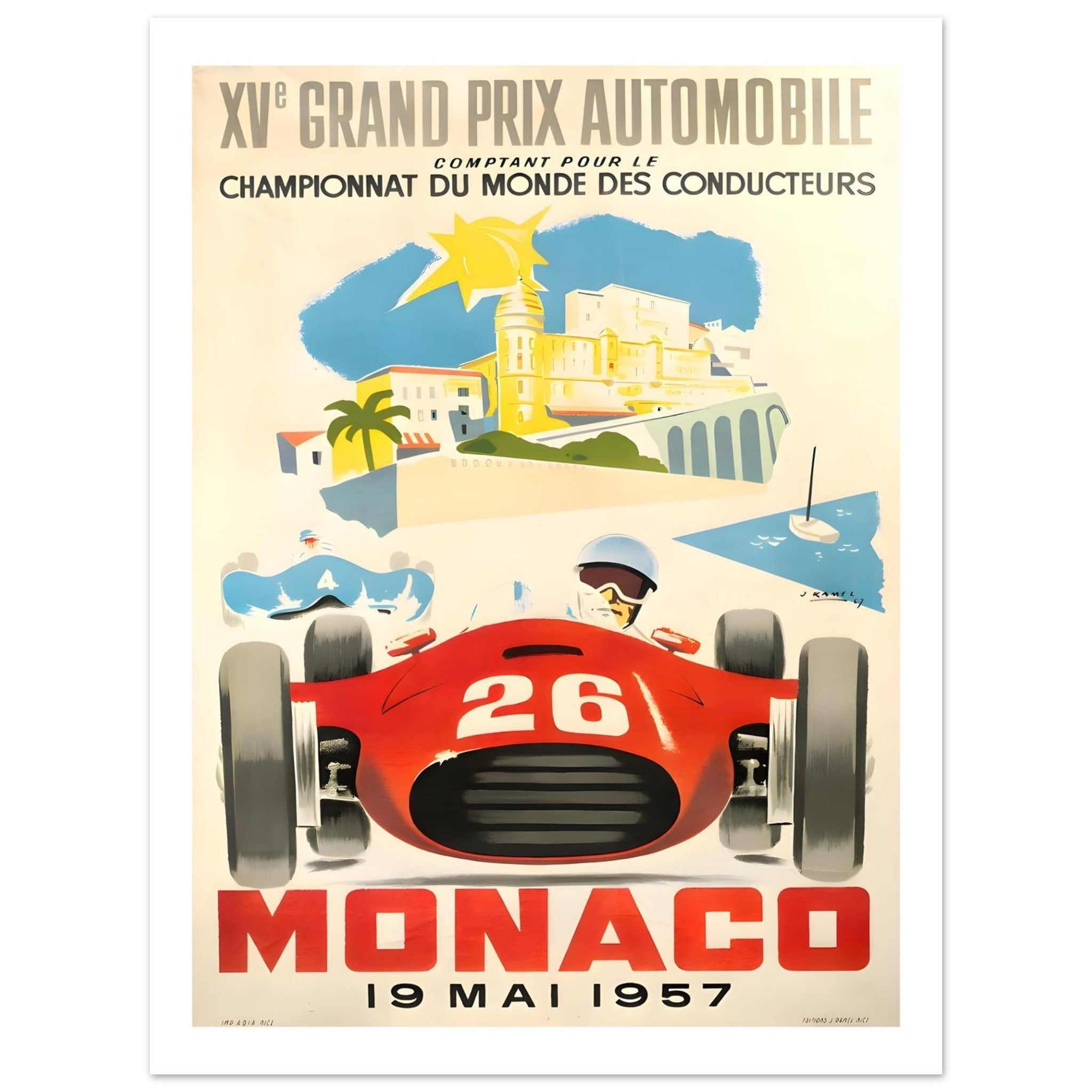 1957 Monaco Grand Prix XV Grand Prix Automobile Poster - Transit Art