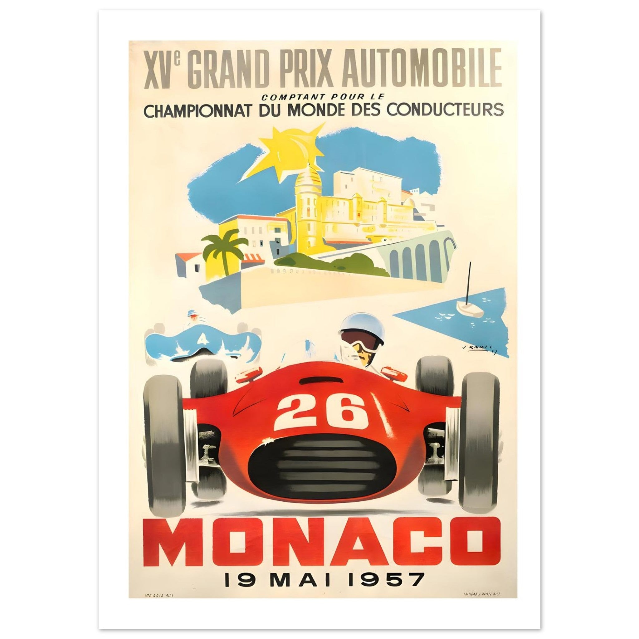 1957 Monaco Grand Prix XV Grand Prix Automobile Poster - Transit Art