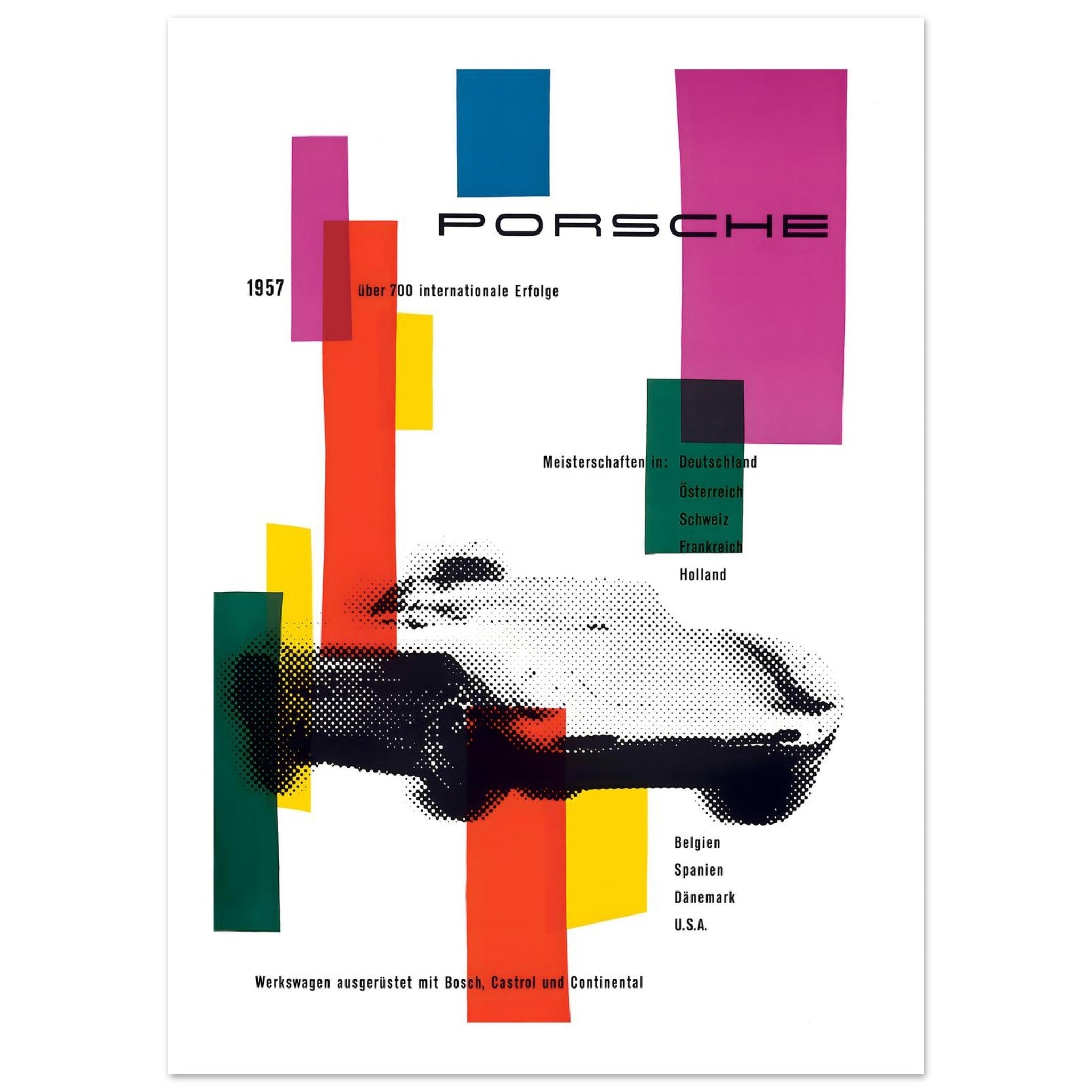1957 Porsche International Victories Modernist Poster - Transit Art
