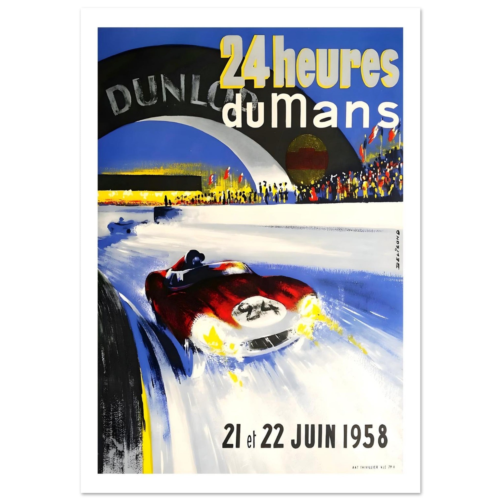 1958 24 Heures du Mans Night Sprint Poster - Transit Art