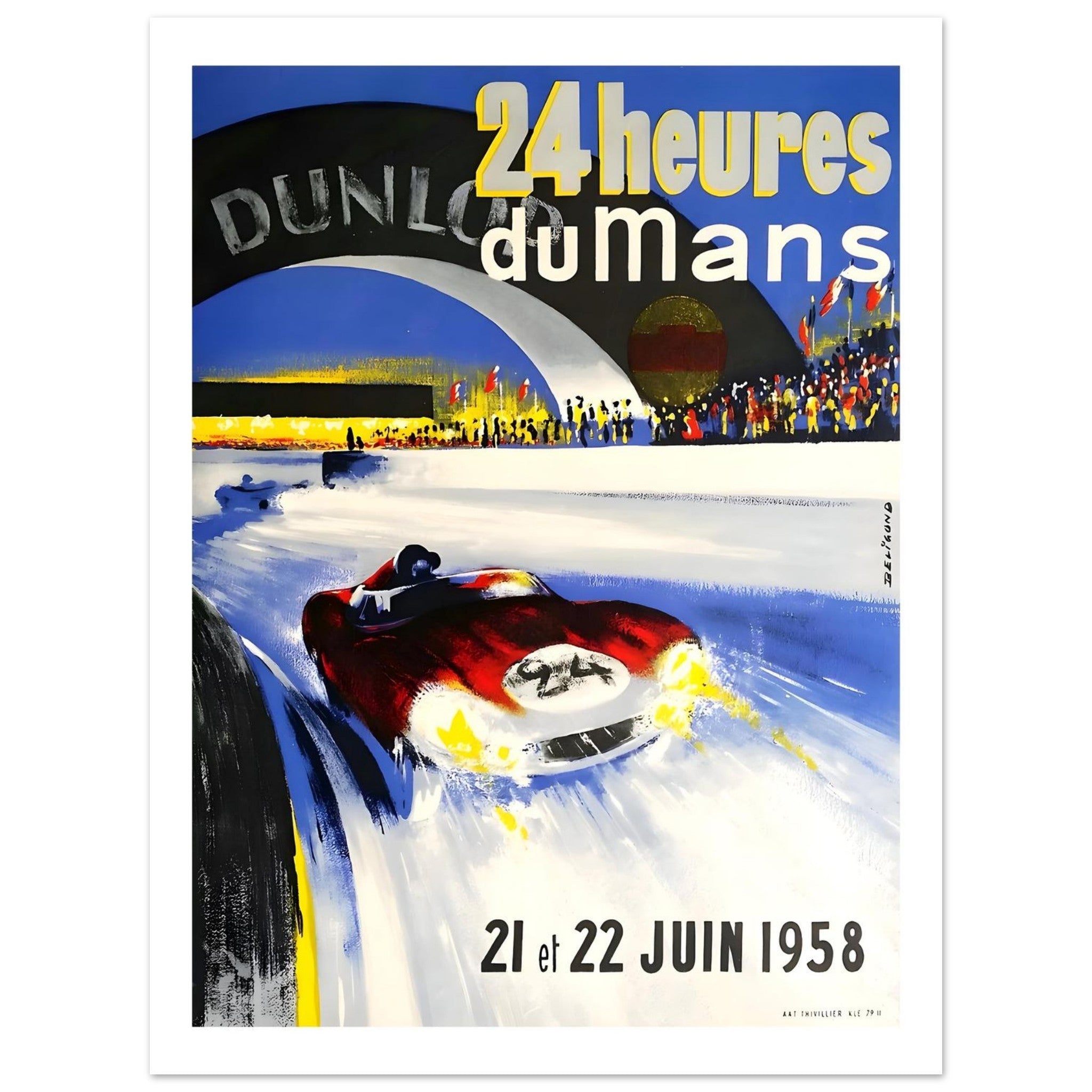 1958 24 Heures du Mans Night Sprint Poster - Transit Art