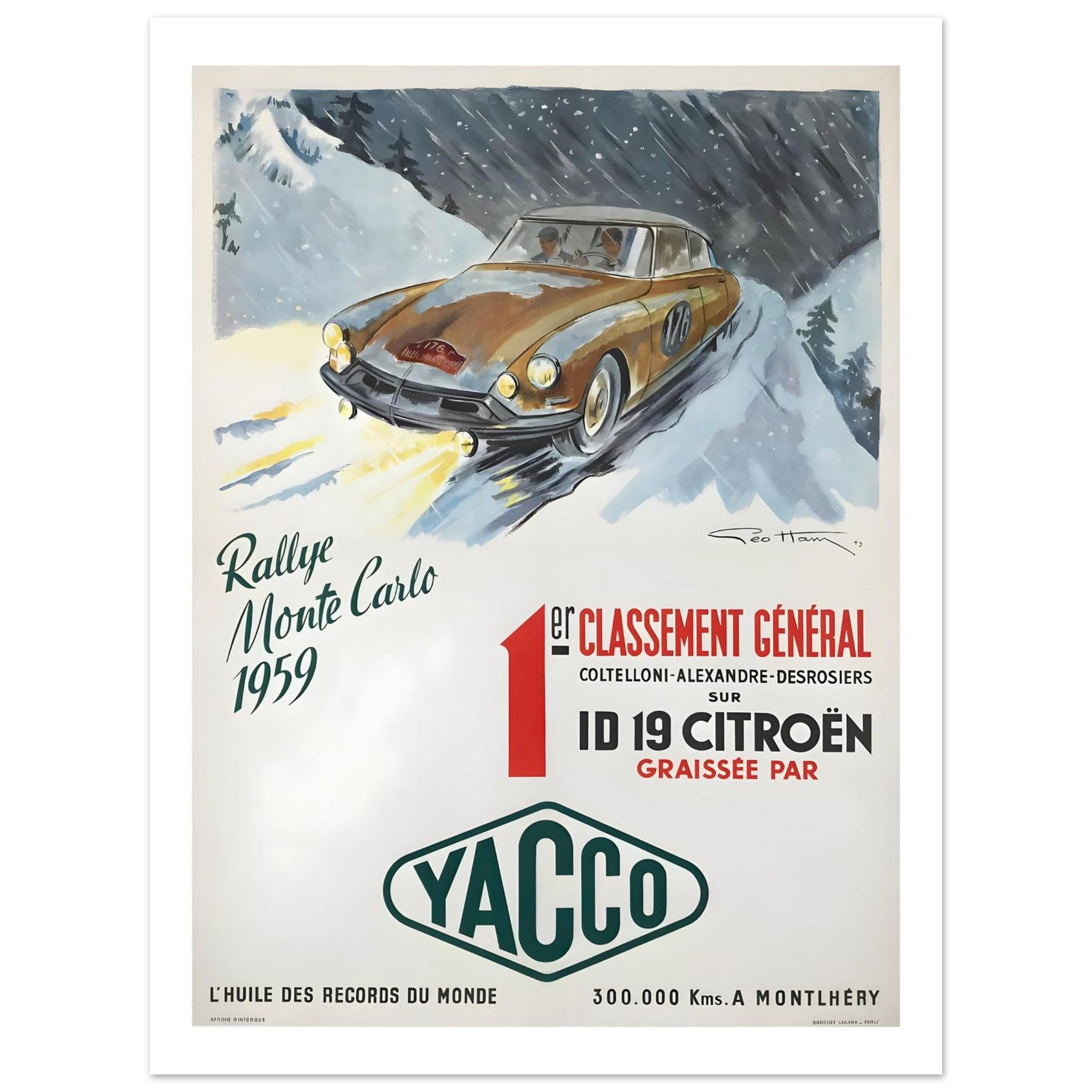 1959 Rallye Monte Carlo Citroën DS Yacco Poster - Transit Art