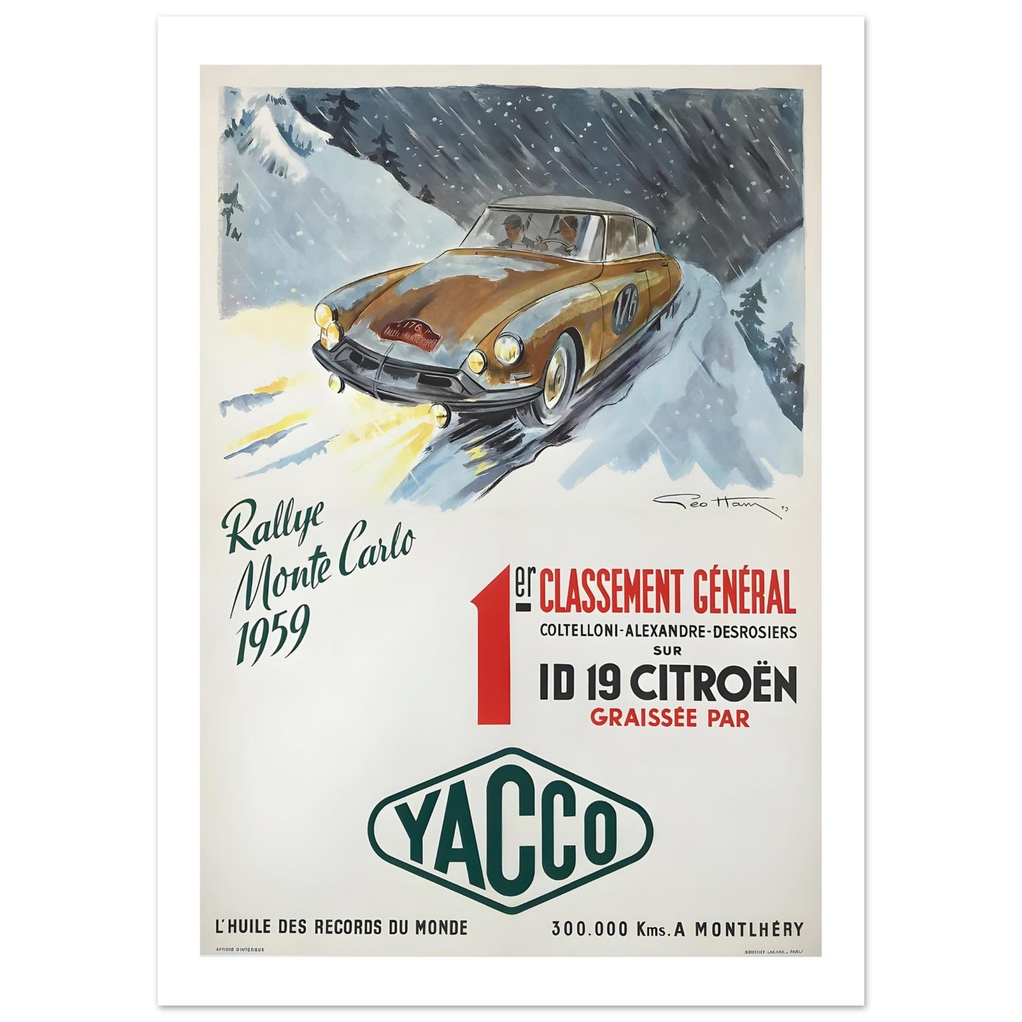 1959 Rallye Monte Carlo Yacco Citroën Victory Poster - Transit Art