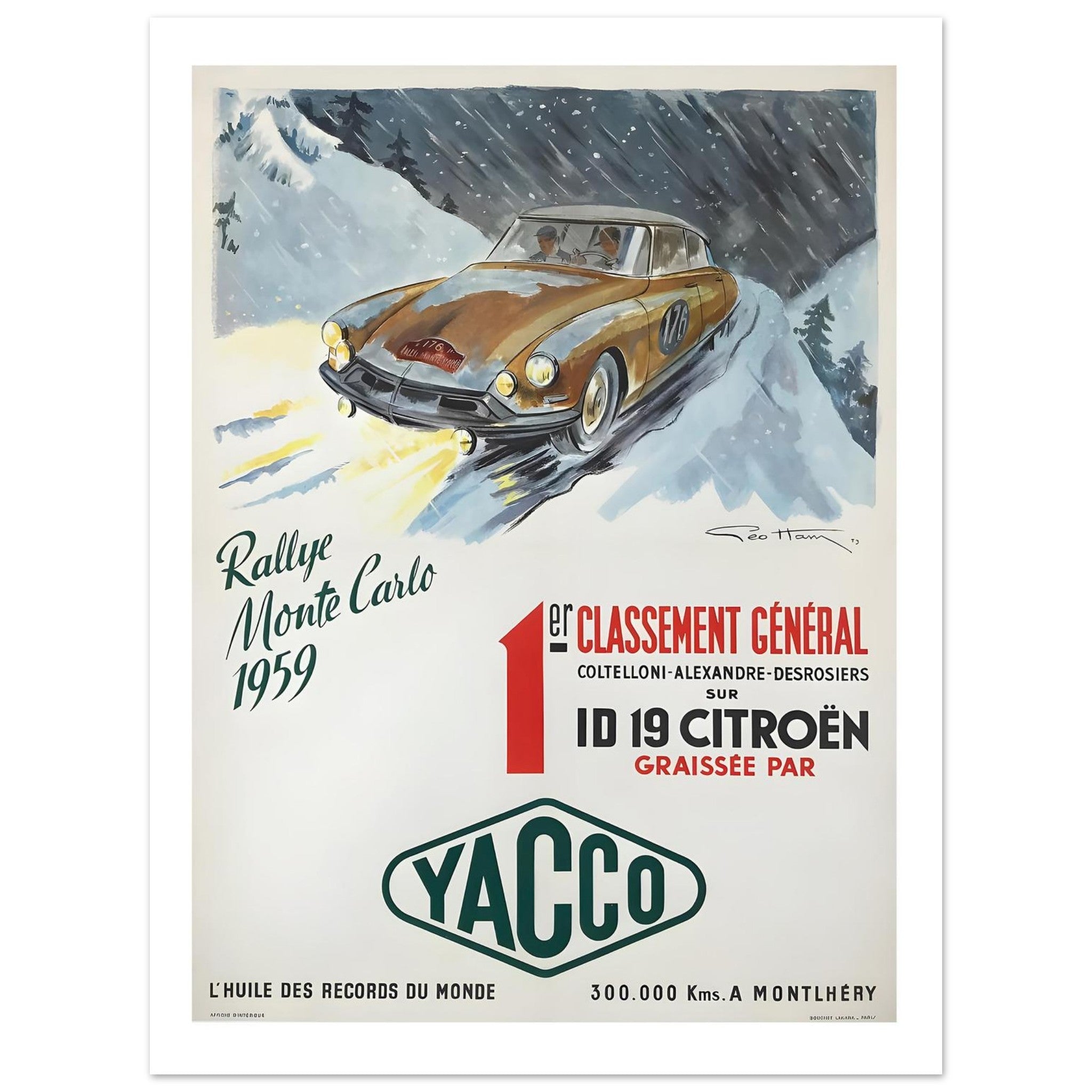 1959 Rallye Monte Carlo Yacco Citroën Victory Poster - Transit Art
