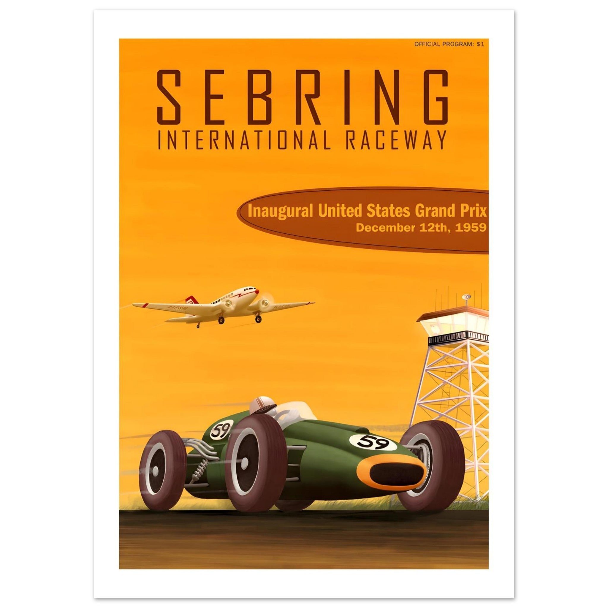 1959 Sebring Inaugural United States Grand Prix Poster - Transit Art