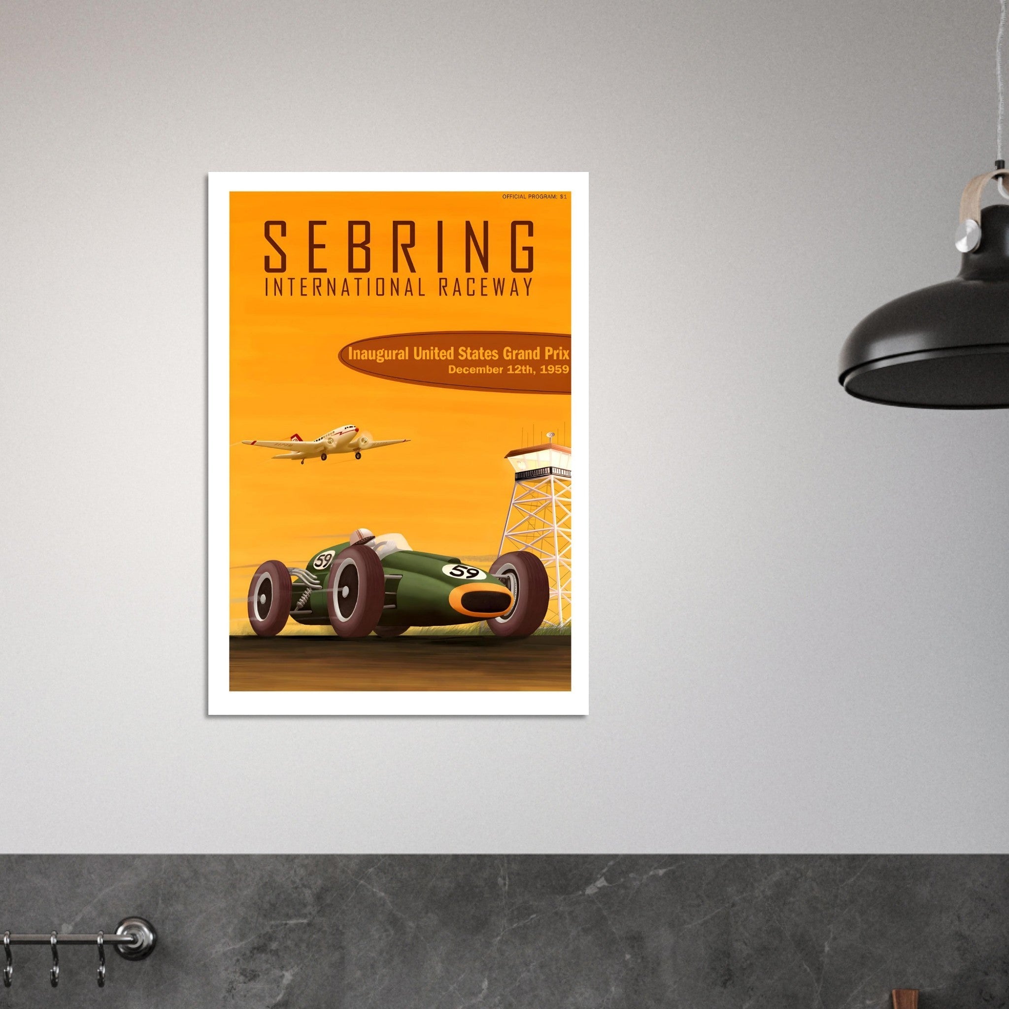 1959 Sebring Inaugural United States Grand Prix Poster - Transit Art
