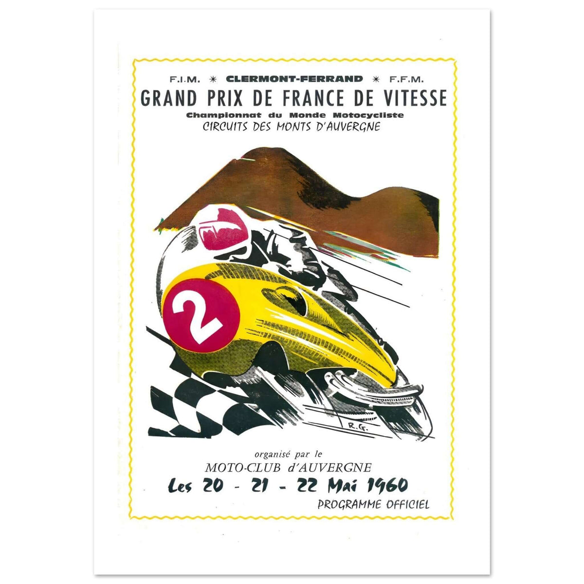 1960 French Motorcycle Grand Prix Poster - Transit Art