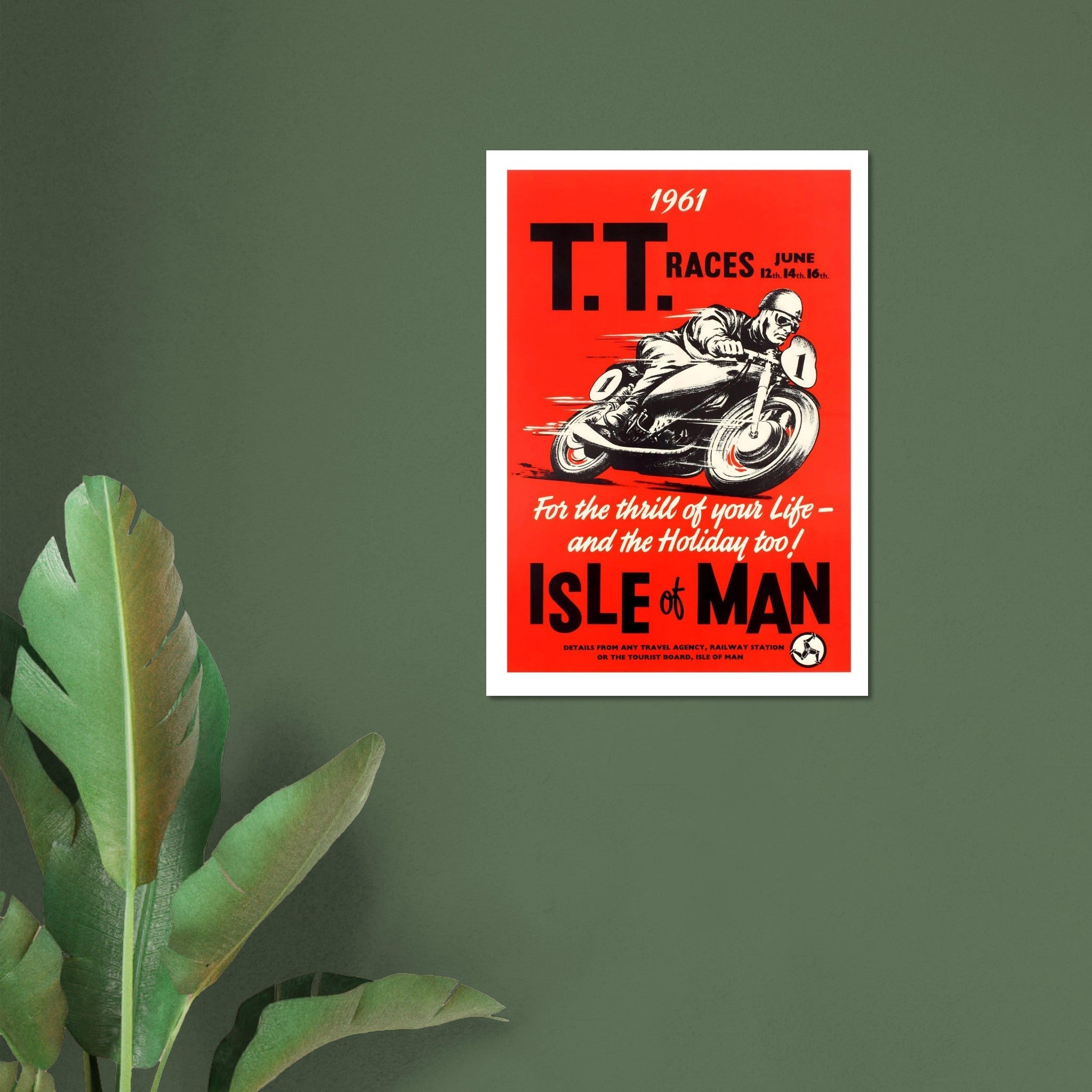 1961 Isle of Man TT Motorcycle Races Poster - Transit Art