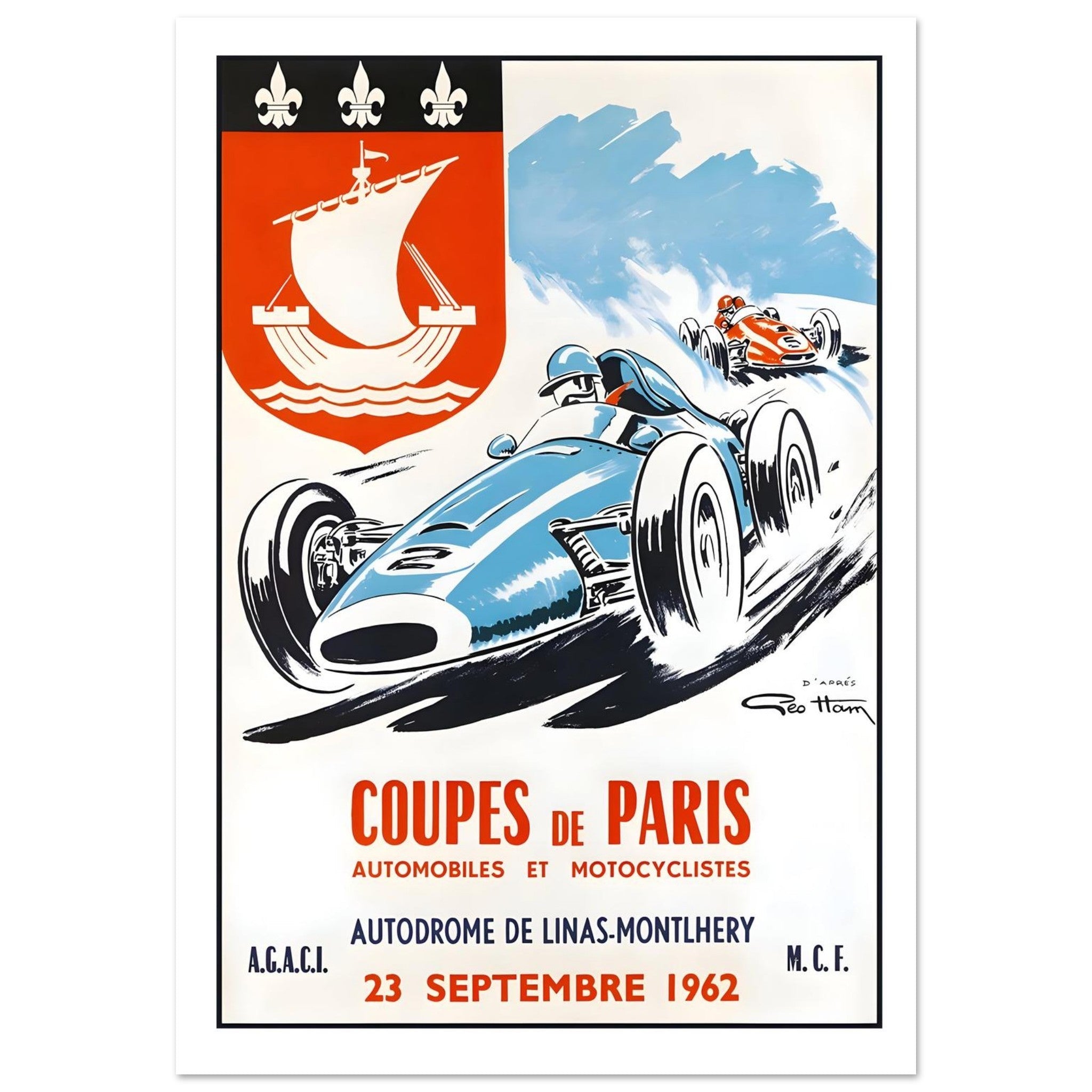 1962 Coupes de Paris Linas - Montlhéry Poster - Transit Art