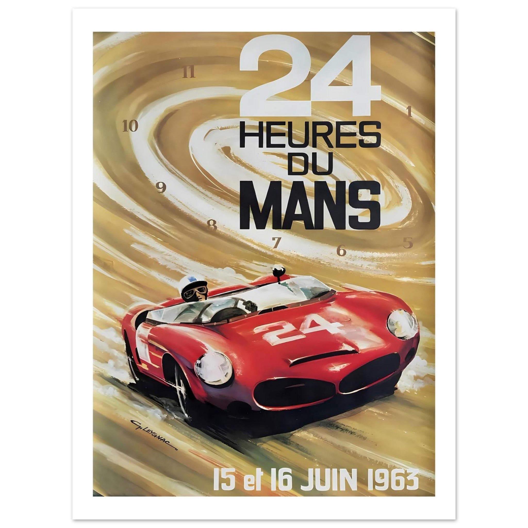 1963 24 Heures du Mans Swirling Speed Poster - Transit Art