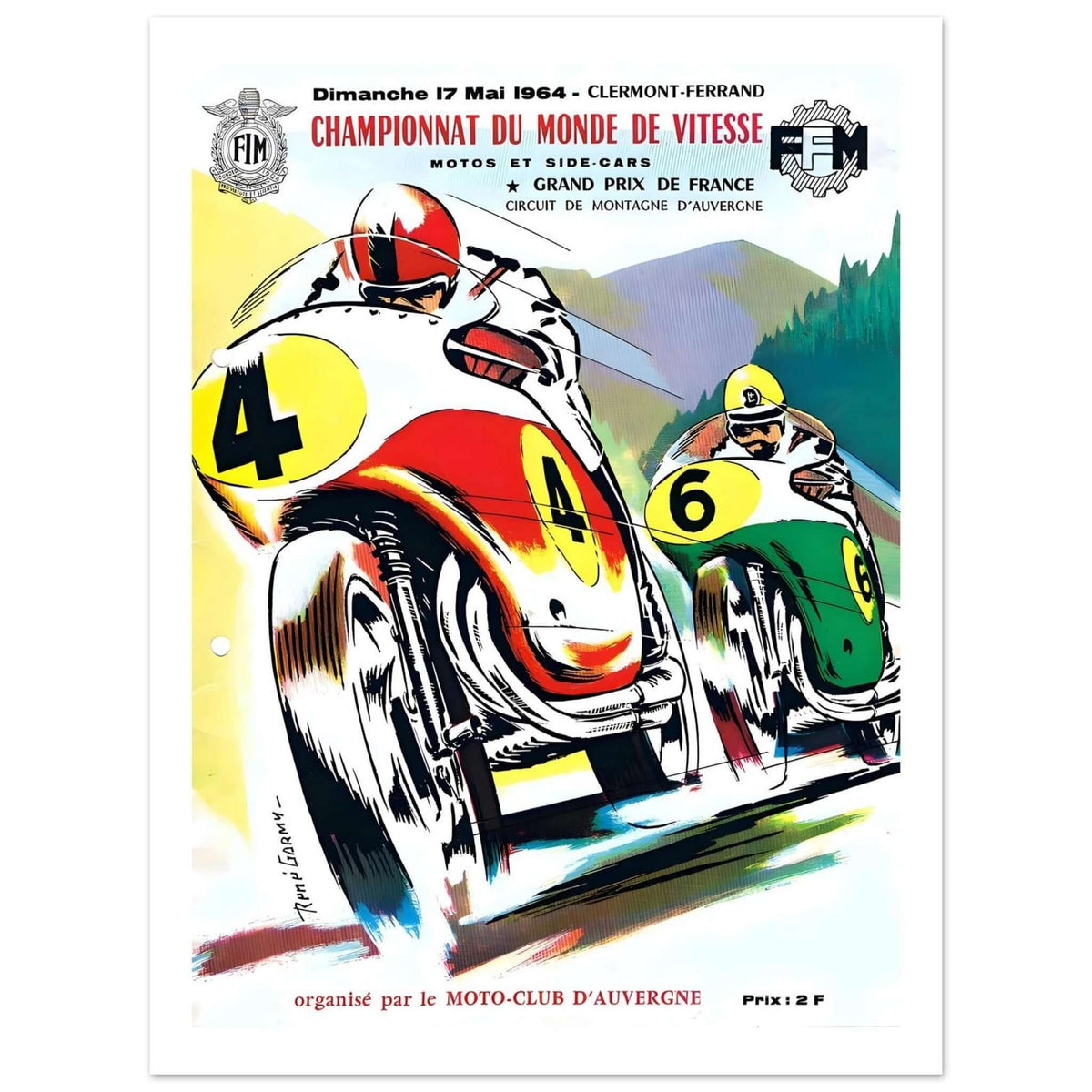 1964 French Motorcycle Grand Prix Poster - Transit Art