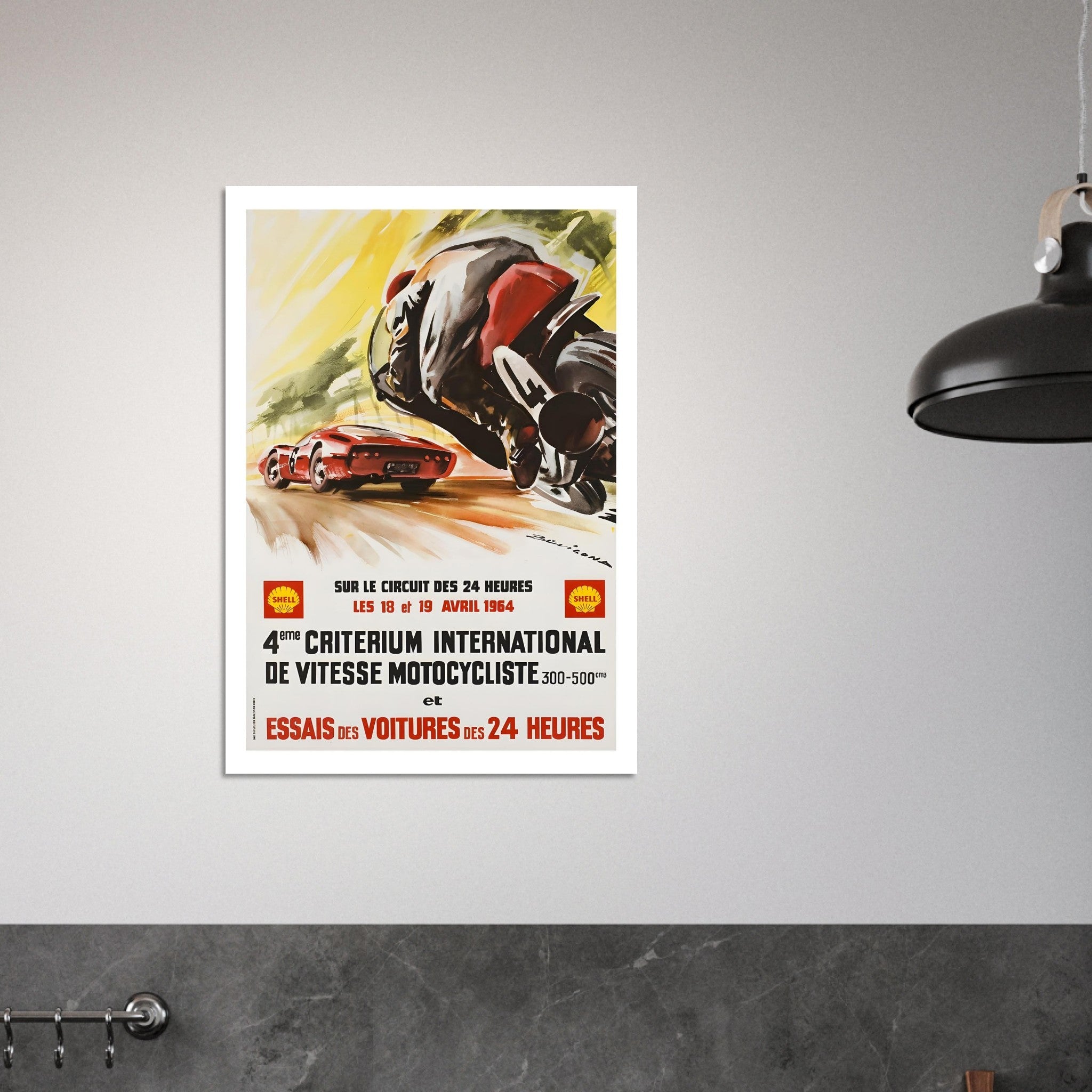 1964 Le Mans Motorcycle and Sports Car Trials Poster - Transit Art