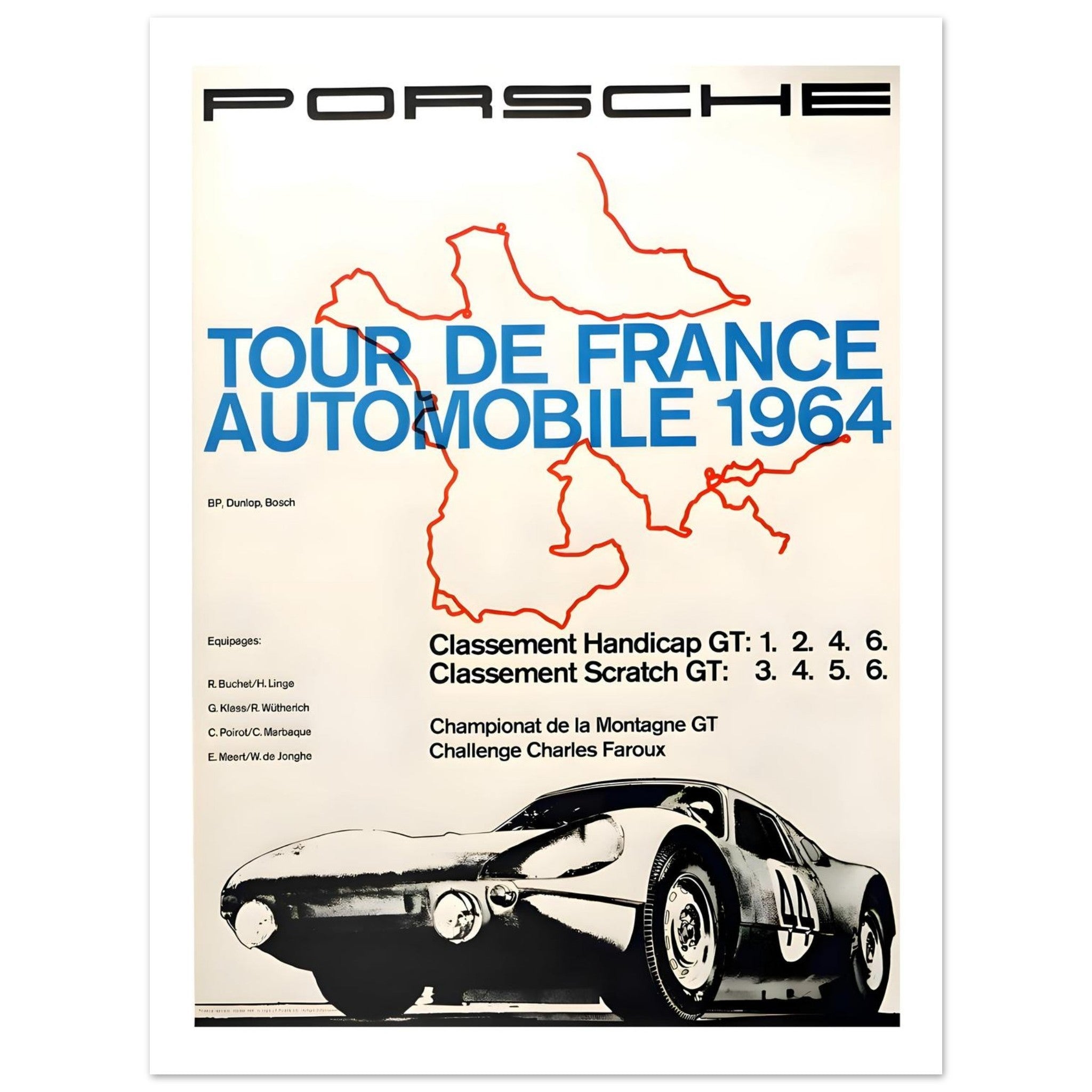 1964 Porsche Tour de France Automobile Poster - Transit Art