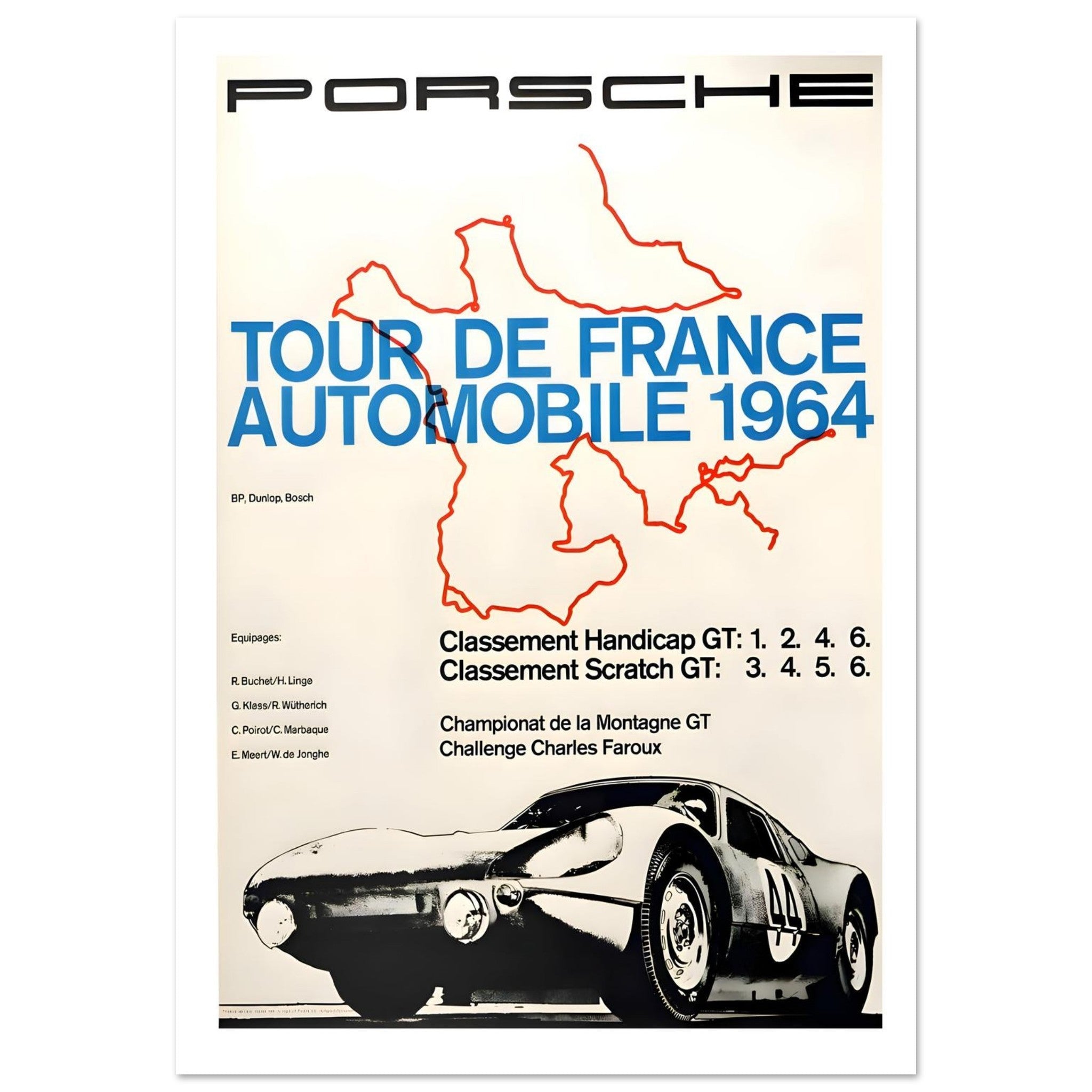 1964 Porsche Tour de France Automobile Poster - Transit Art