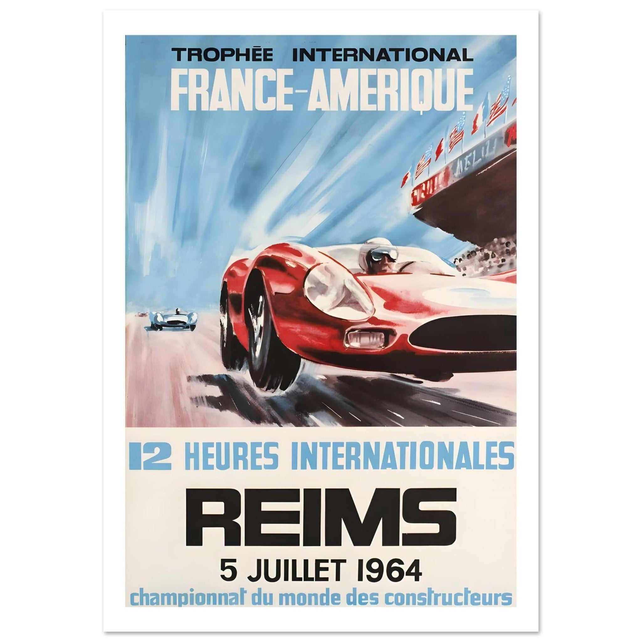 1964 Reims 12 Heures Internationales France - Amérique Poster - Transit Art