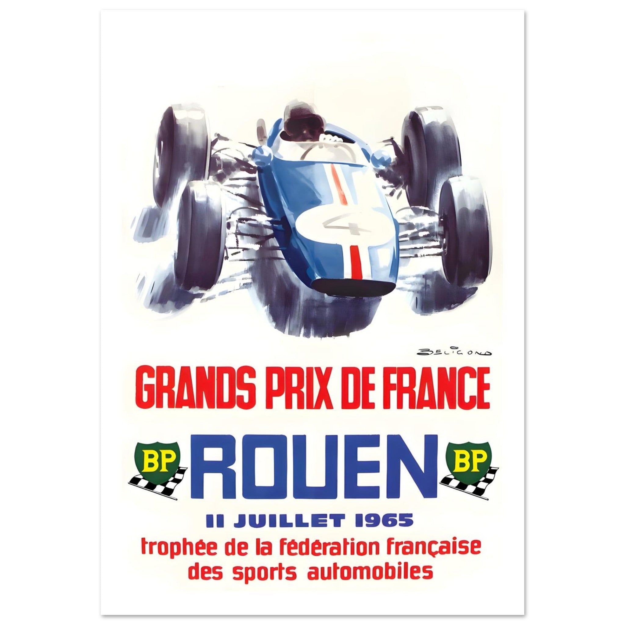 1965 Grands Prix de France Rouen Racing Poster - Transit Art