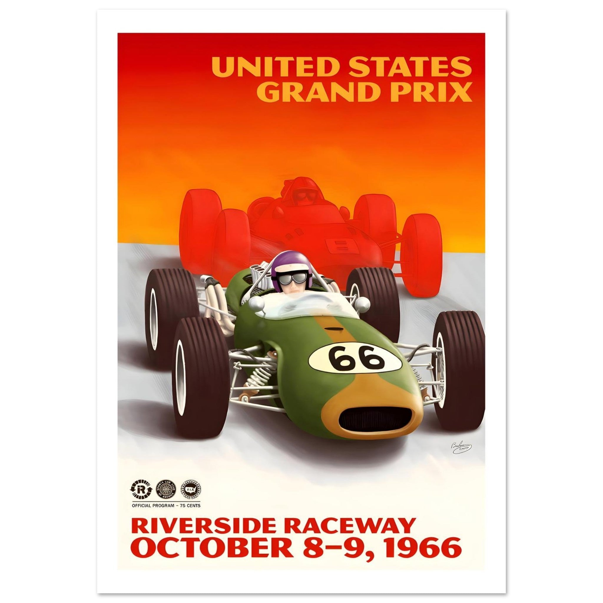 1966 United States Grand Prix Riverside Poster - Transit Art