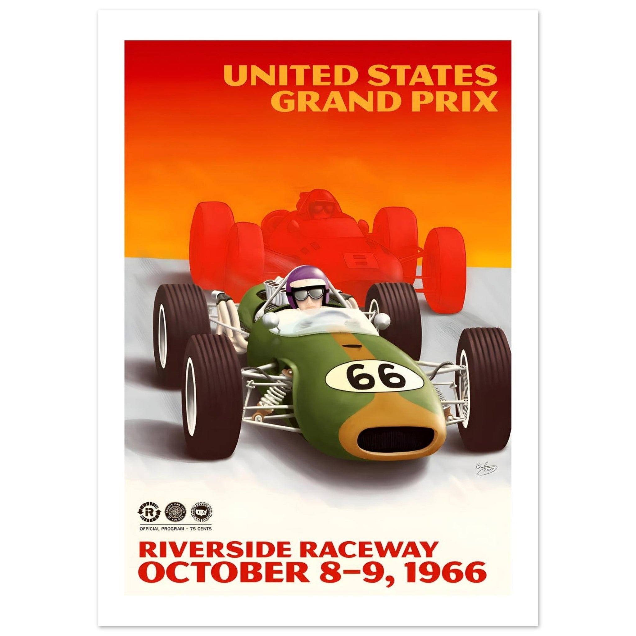 1966 United States Grand Prix Riverside Poster - Transit Art