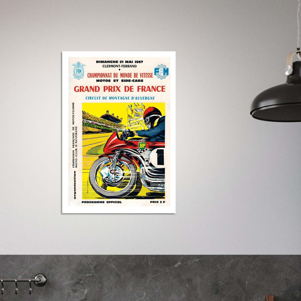 1967 French Motorcycle Grand Prix Poster - Transit Art