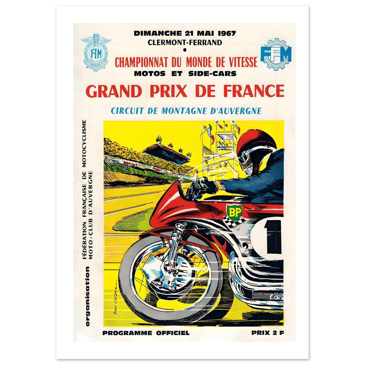 1967 French Motorcycle Grand Prix Poster - Transit Art