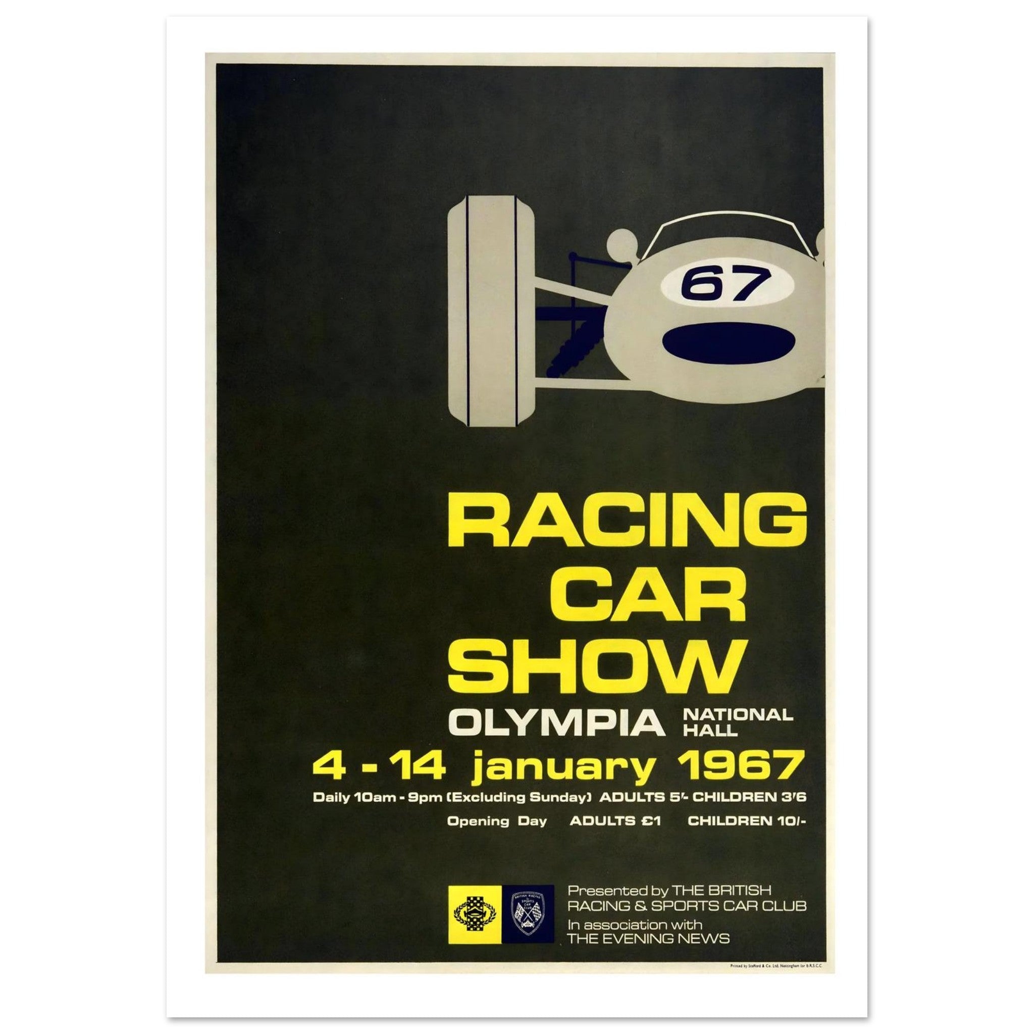 1967 Olympia Racing Car Show Poster - Transit Art