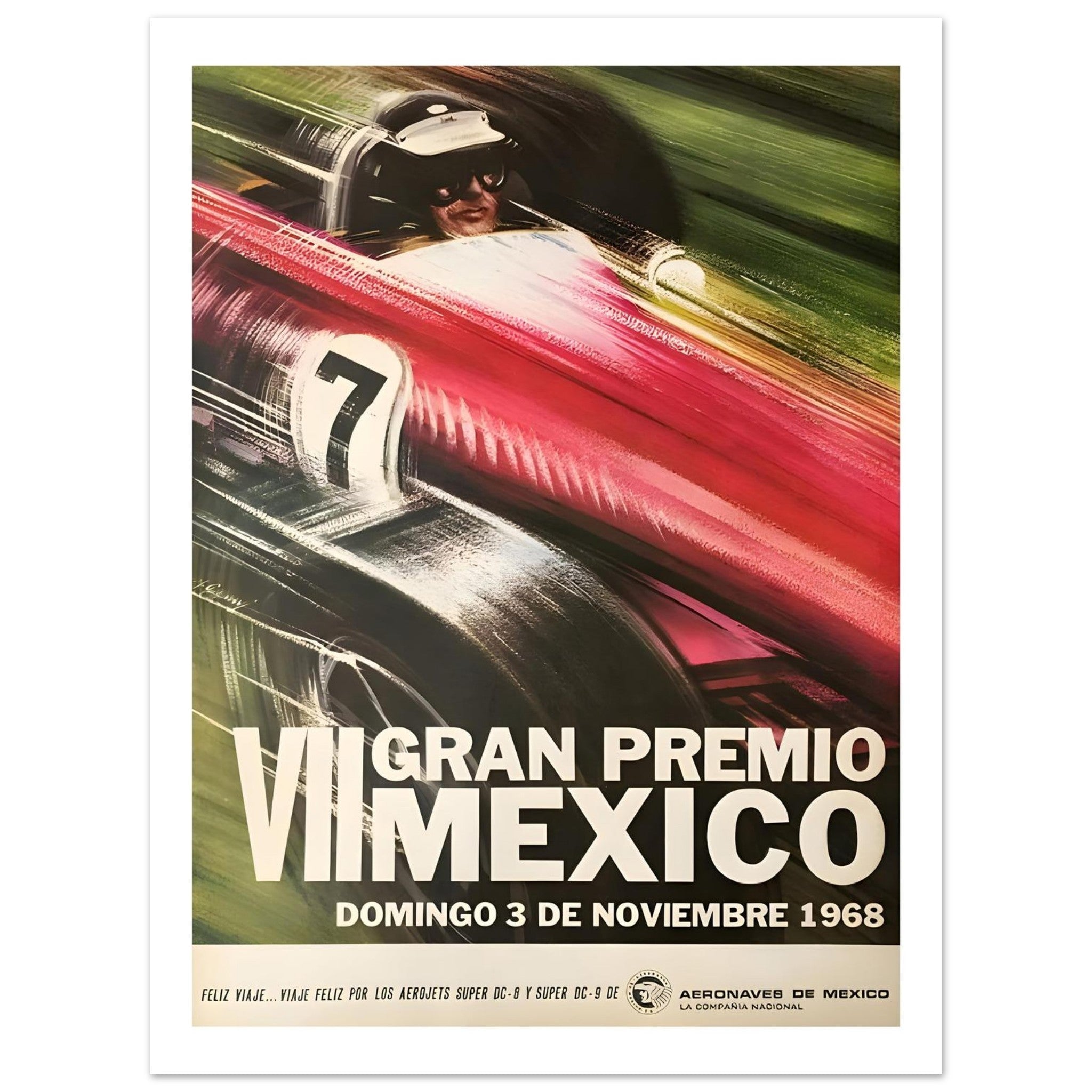1968 Gran Premio de Mexico VII Grand Prix Poster - Transit Art