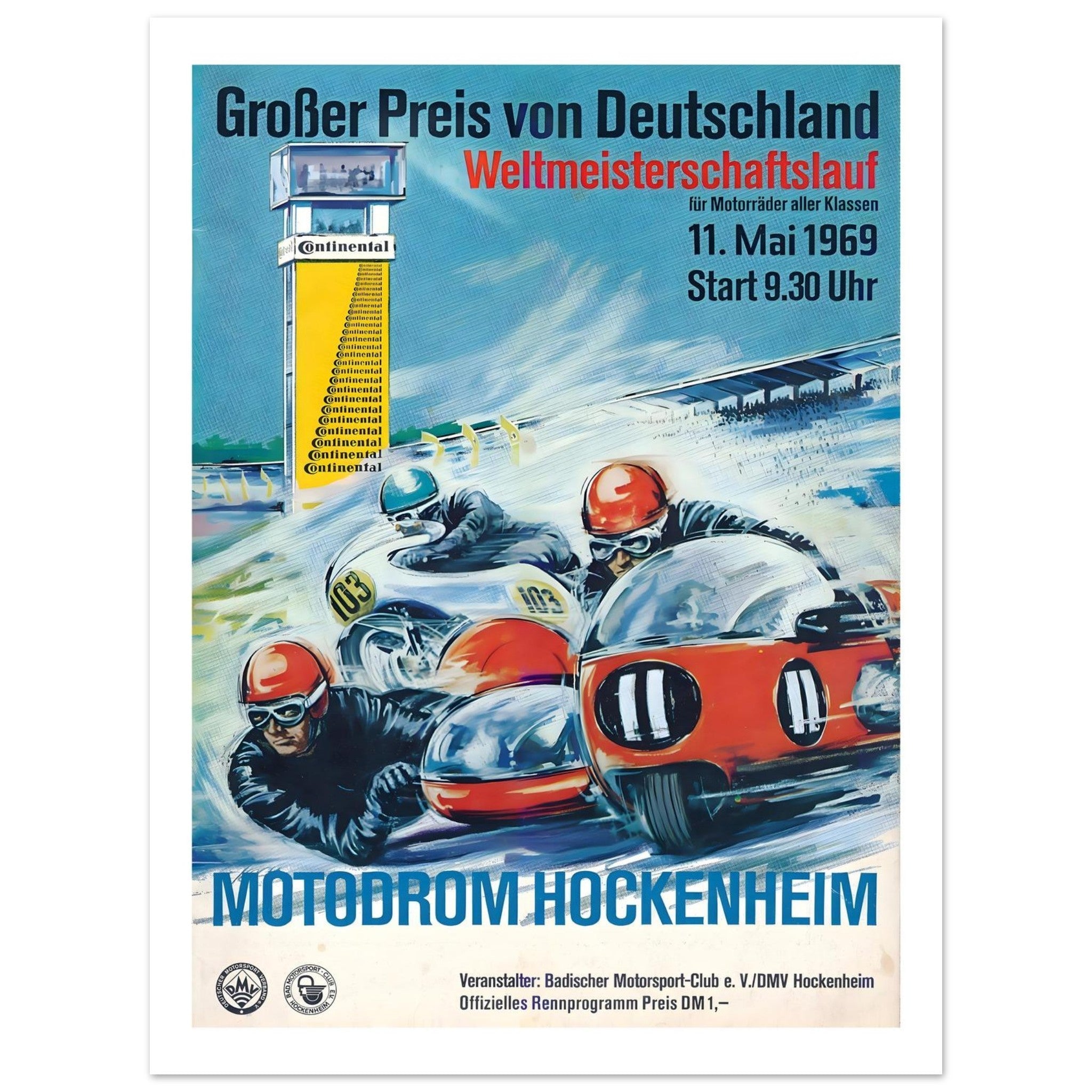1969 German Grand Prix Motorcycle Poster - Transit Art