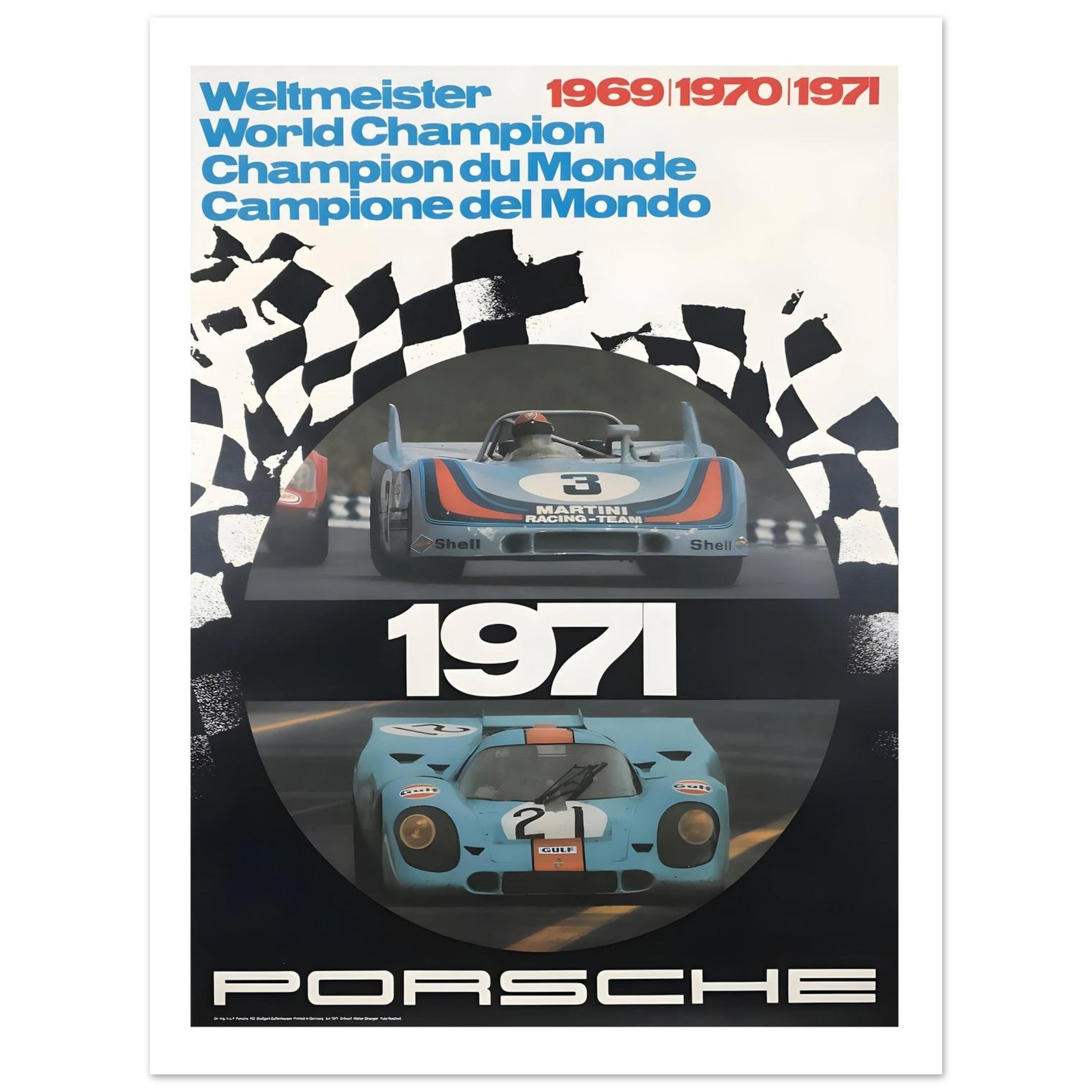 1971 Porsche World Champion Endurance Racing Poster - Transit Art