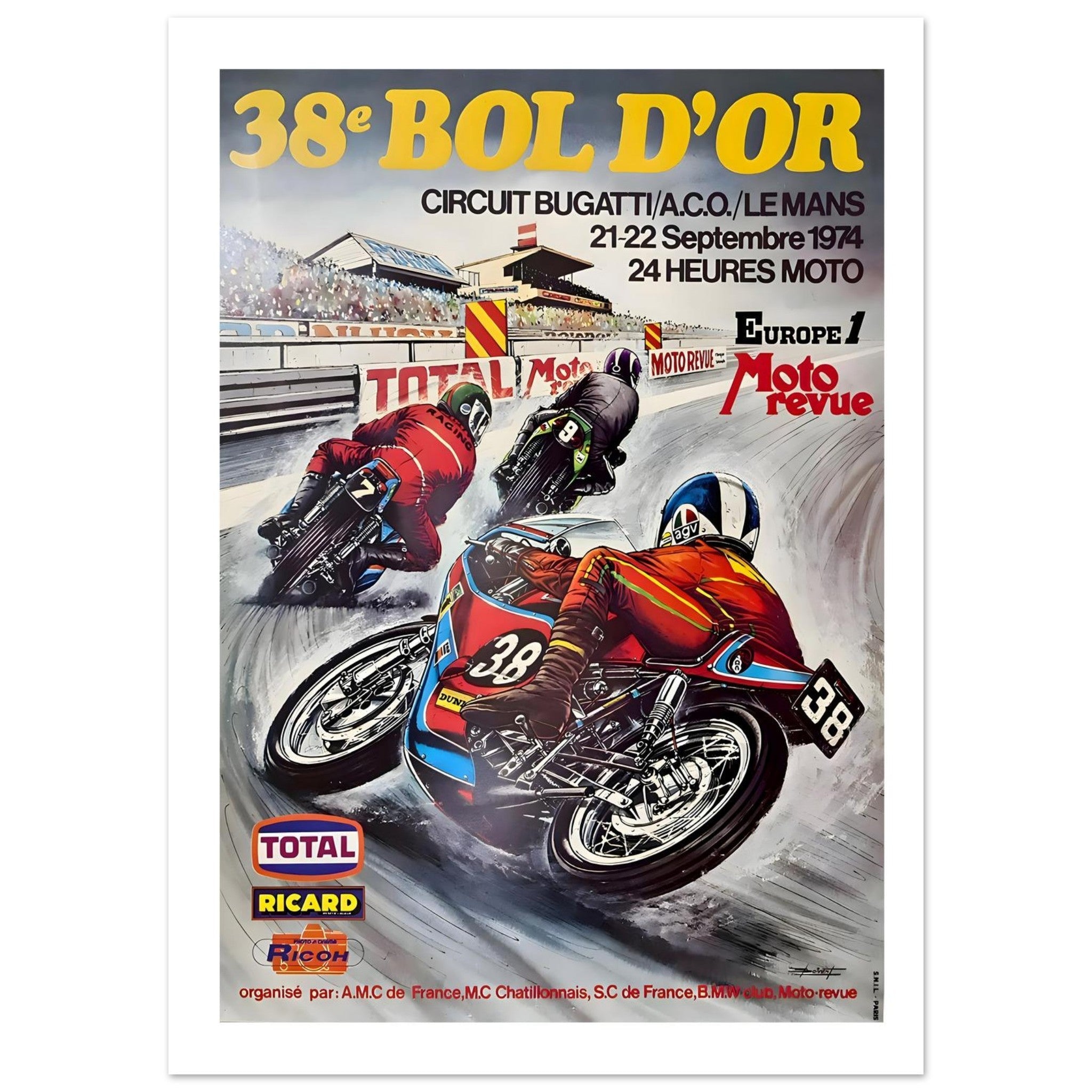 1974 Bol d’Or Le Mans Racing Poster - Transit Art