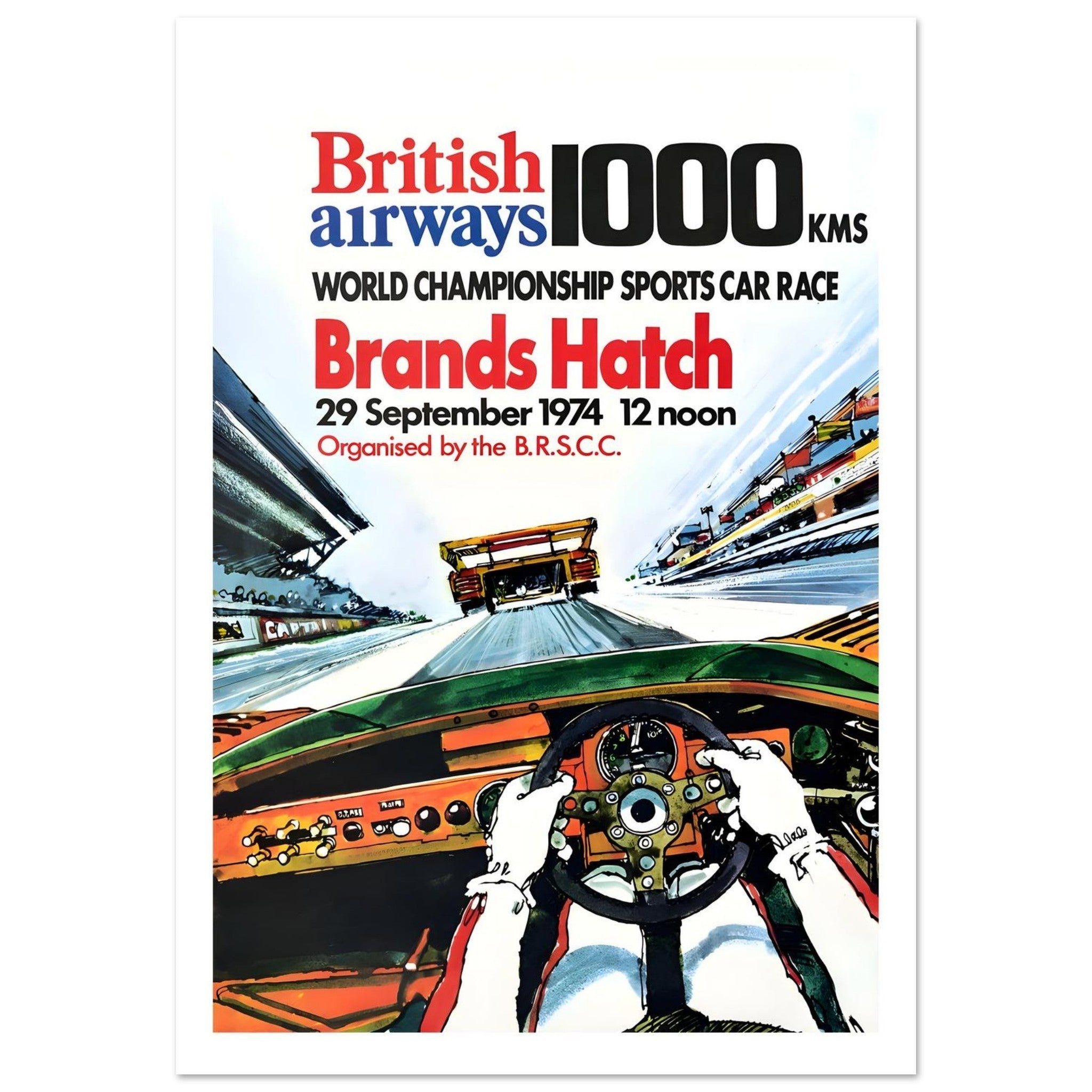 1974 British Airways 1000 Kms Brands Hatch Poster - Transit Art