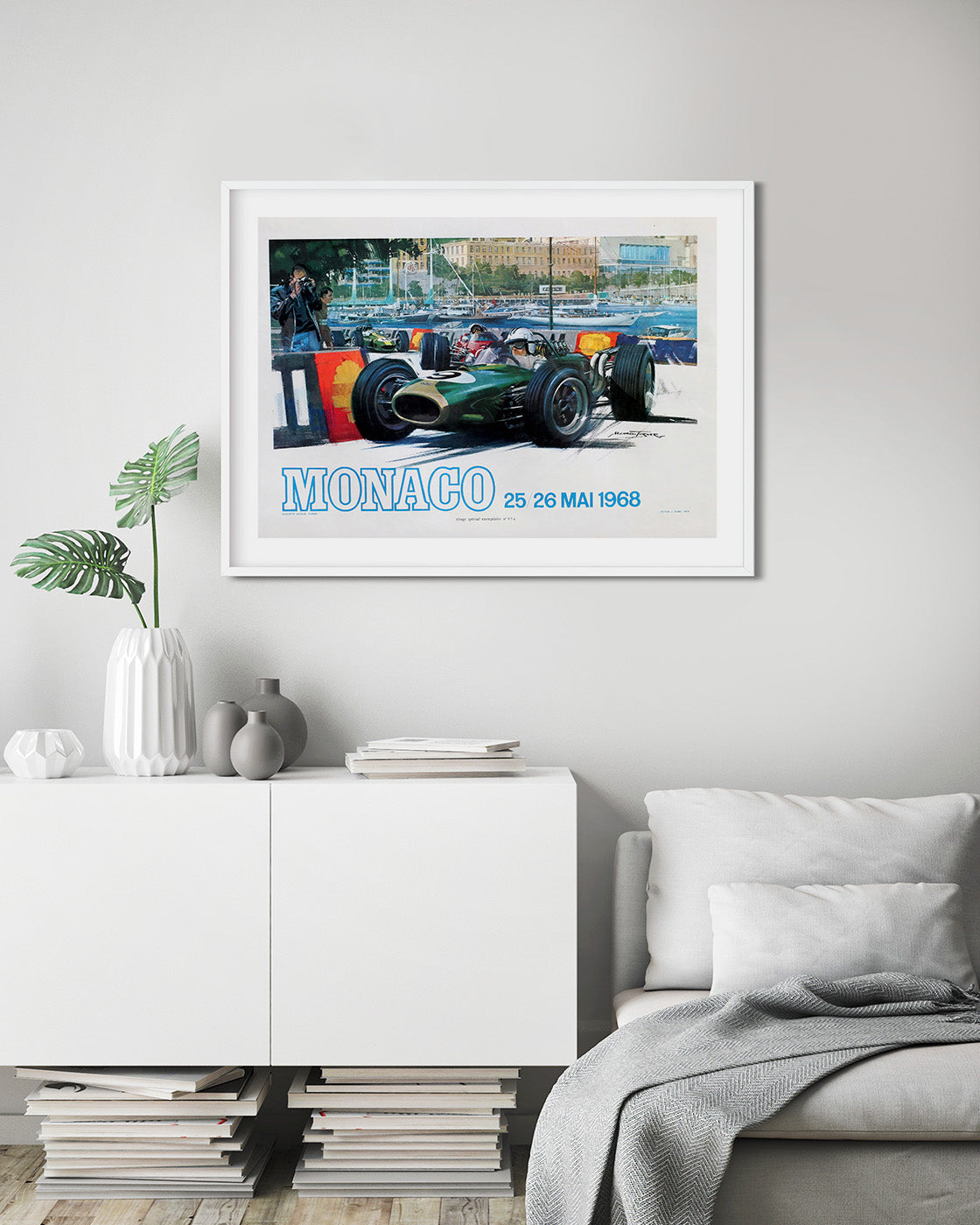 A green lotus car in a cave at Monaco Grand Prix