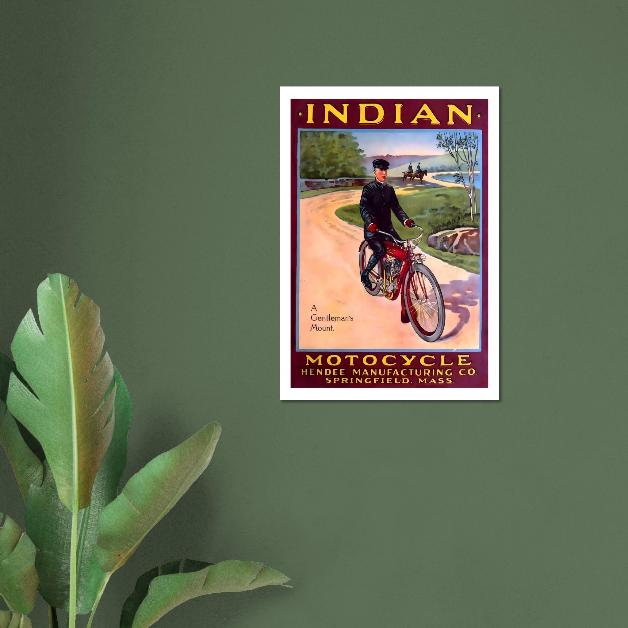 A Gentleman’s Mount: Classic Indian Motocycle Vintage Poster - Transit Art