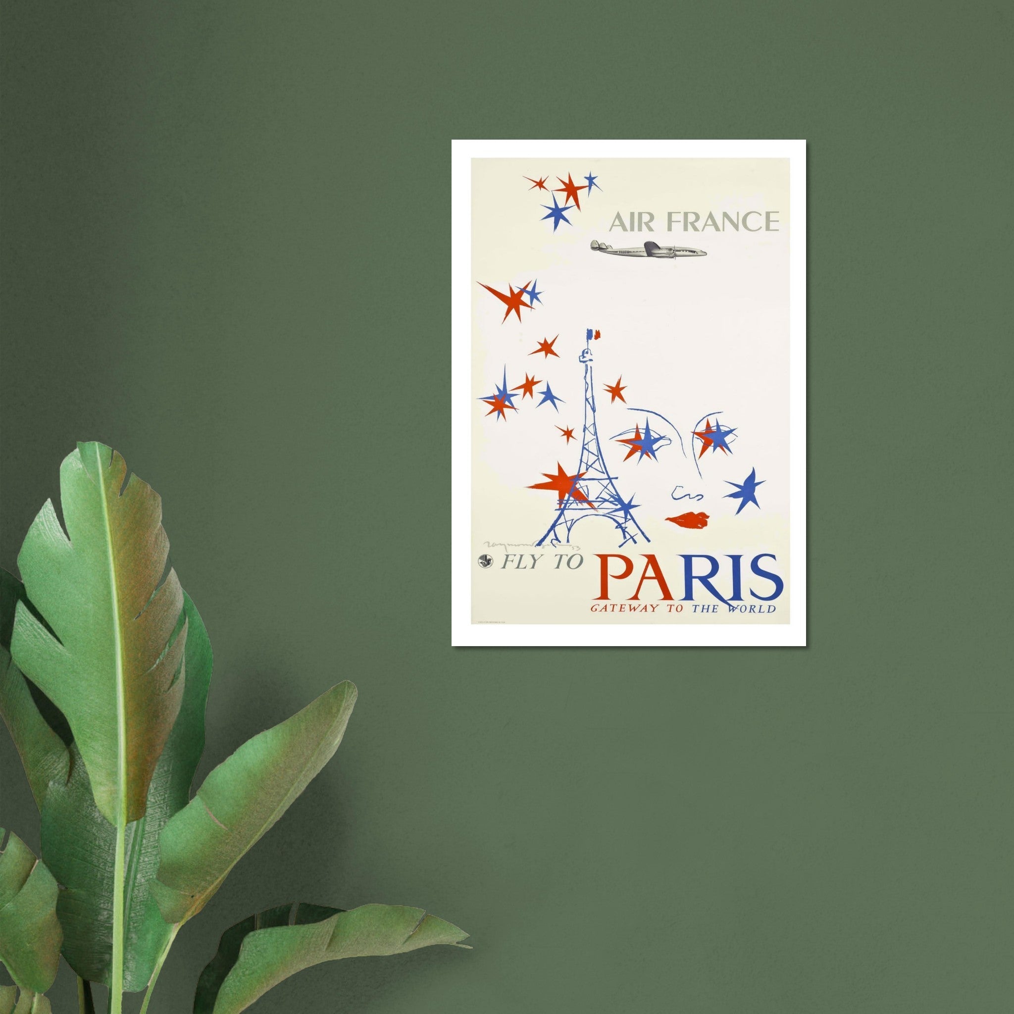 Air France 'Fly to Paris: Gateway to the World' Vintage Poster (Savignac Style) - Transit Art