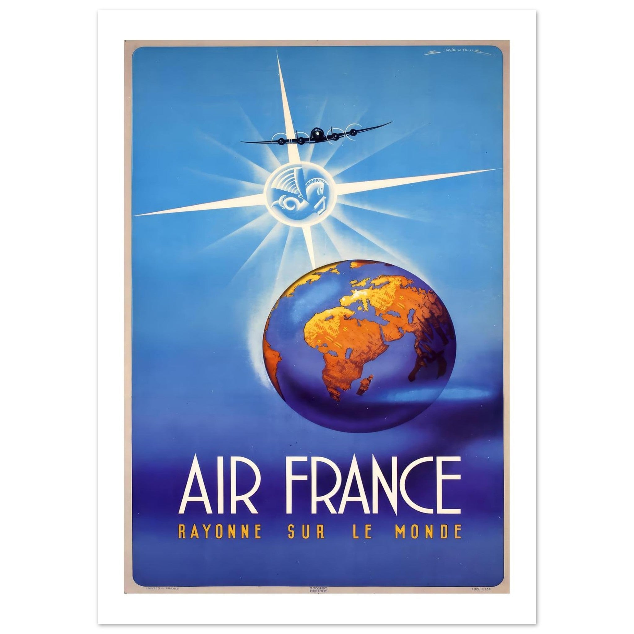 Air France Rayonne Sur Le Monde Global Poster - Transit Art