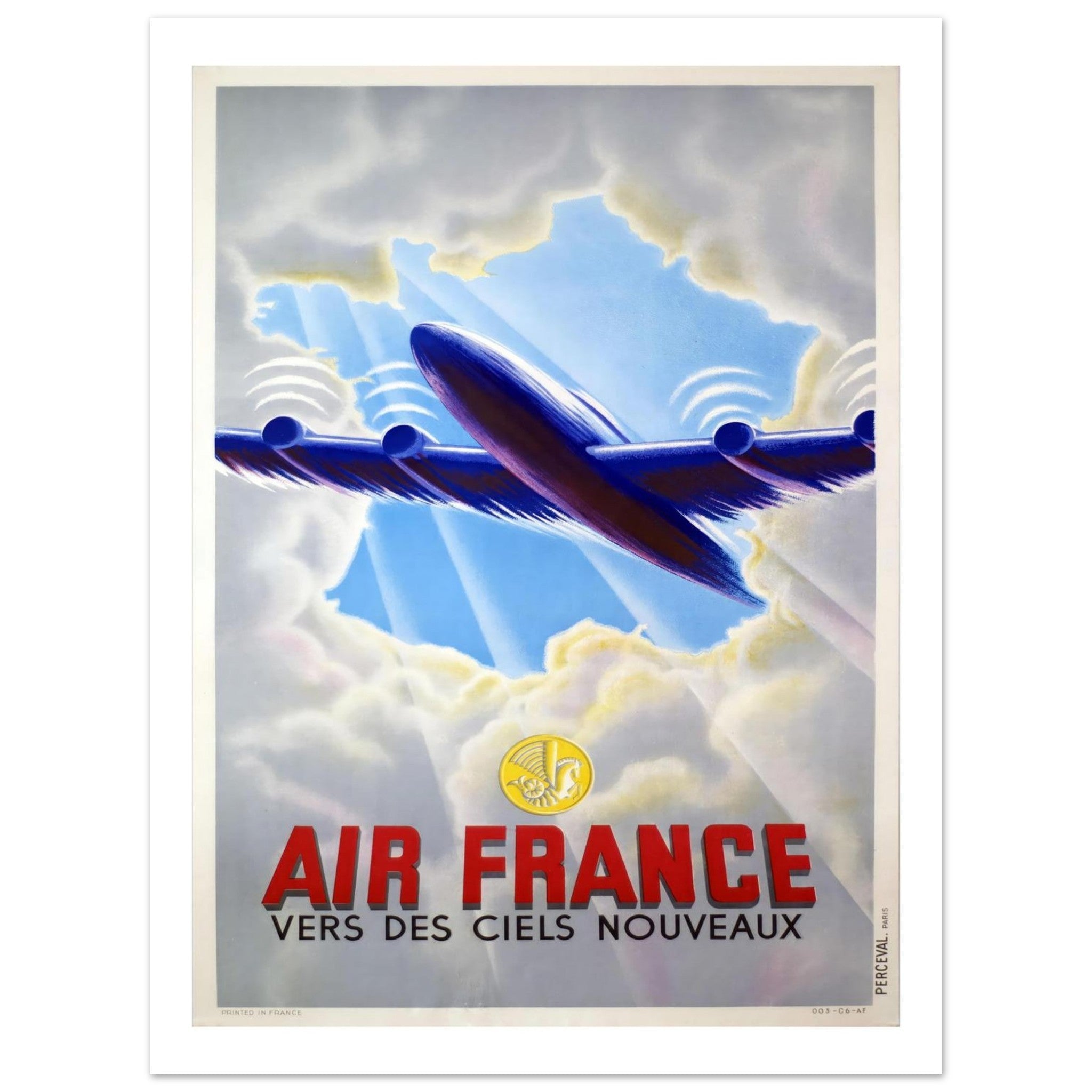 Air France 'Vers Des Ciels Nouveaux' Vintage Poster (Percival) - Transit Art