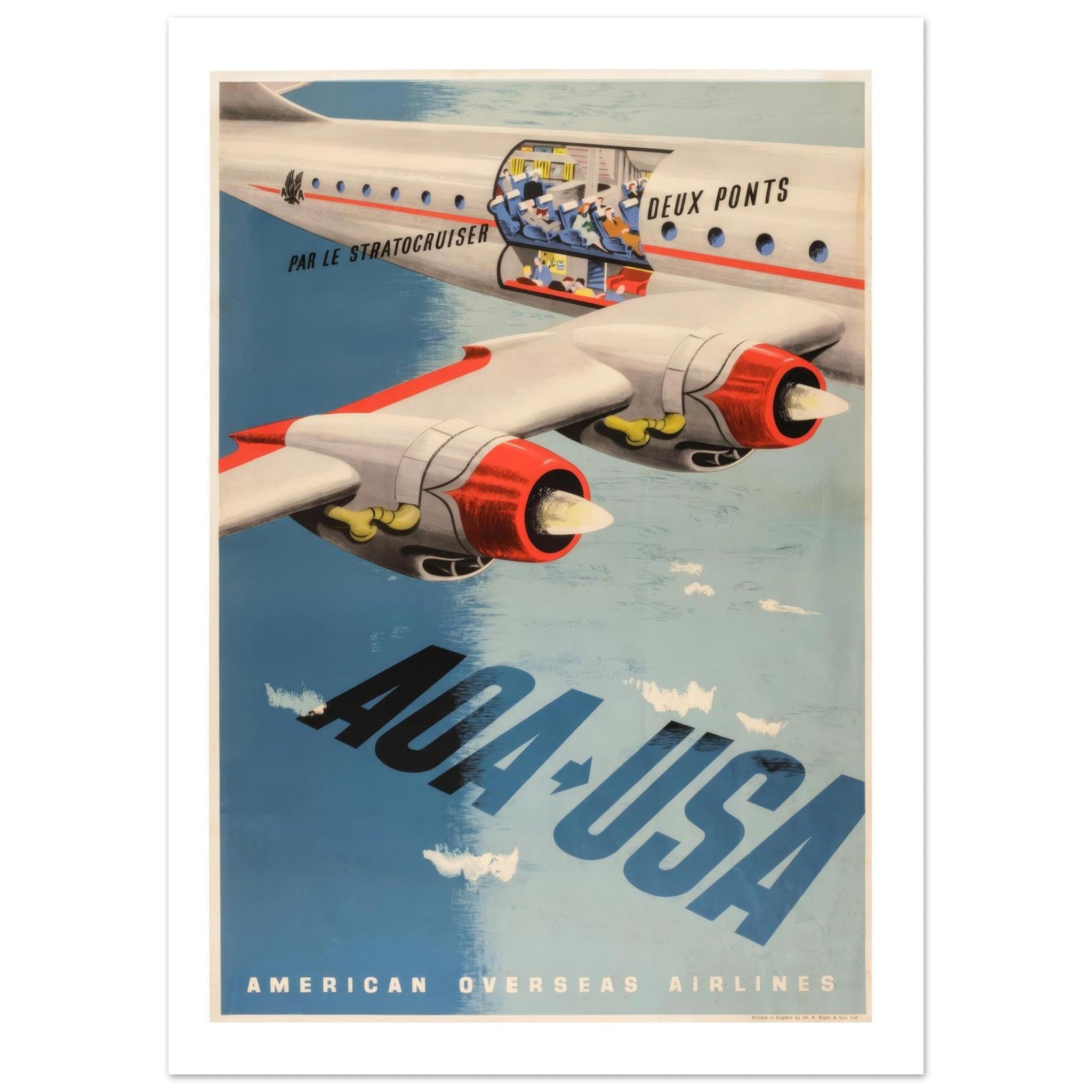 American Overseas Airlines Stratocruiser Double - Deck Luxury Poster - Transit Art
