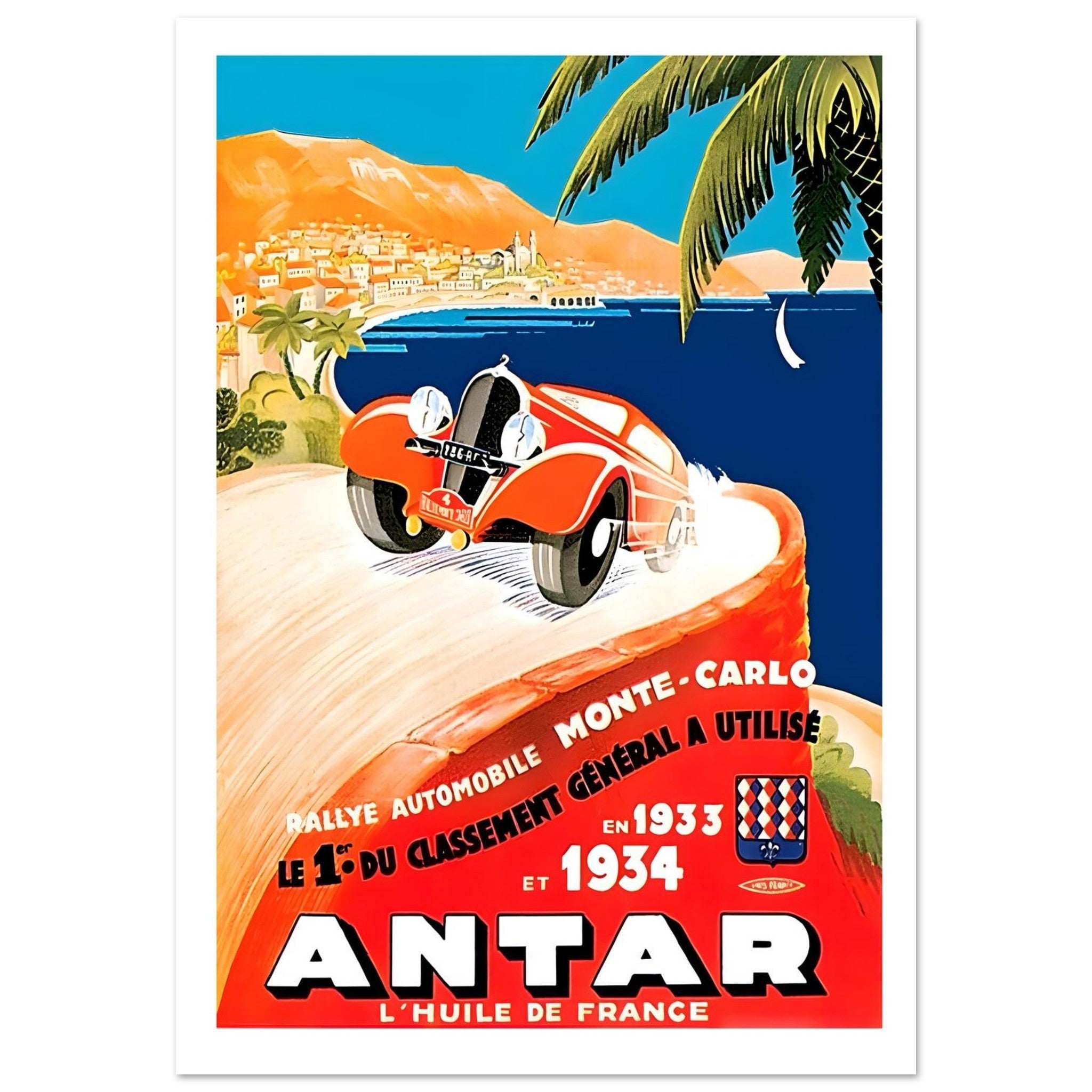 Antar Motor Oil Monte Carlo Rally Poster - Transit Art