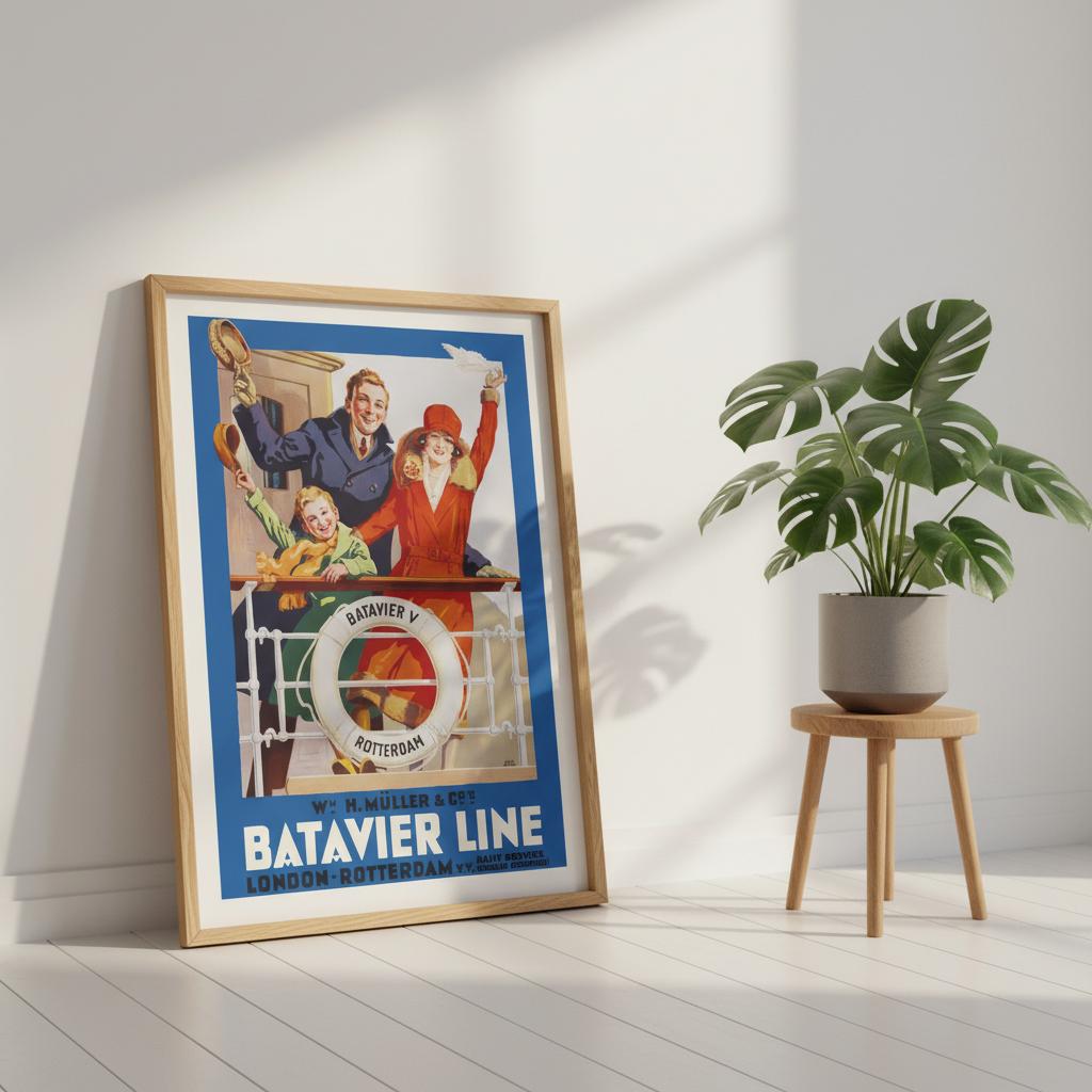 Batavier Line Travel Poster: London to Rotterdam - Transit Art