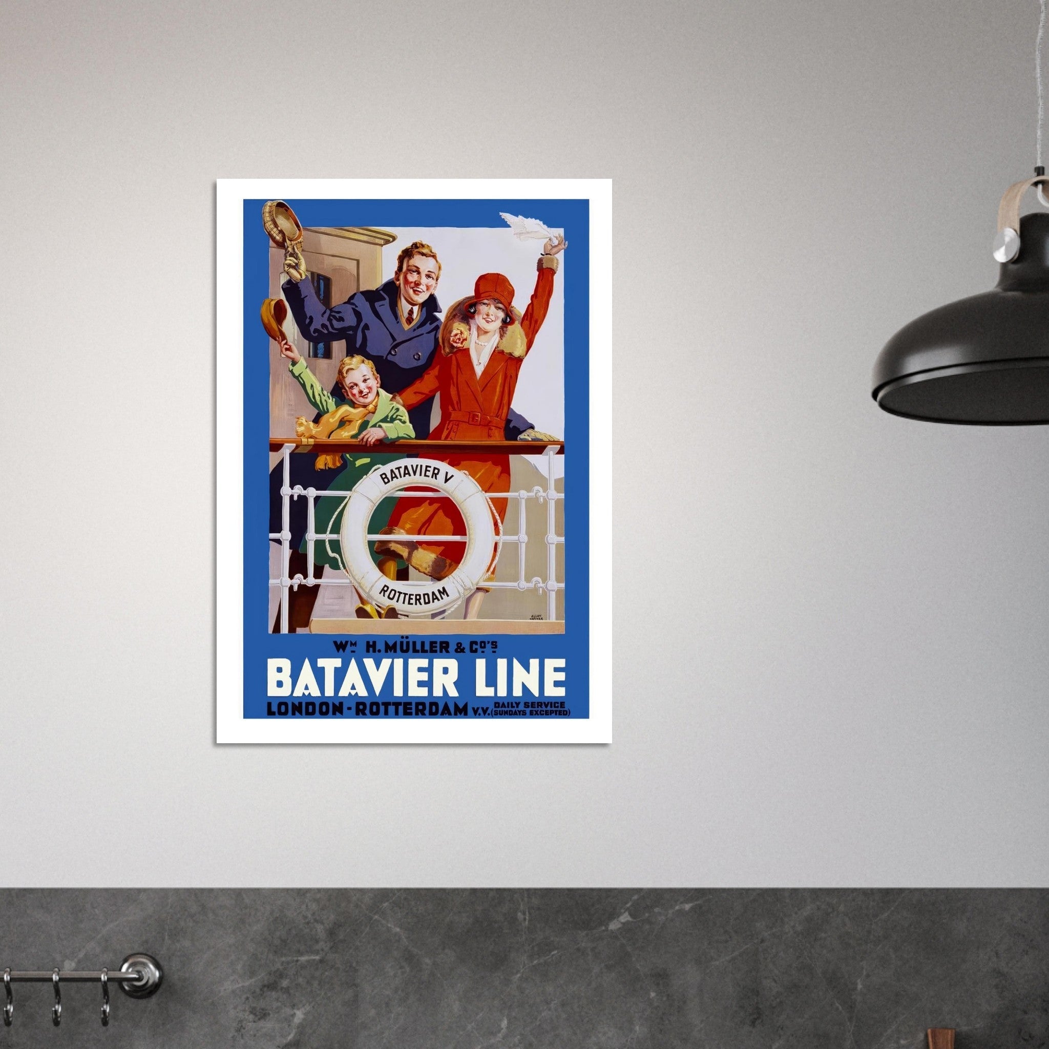 Batavier Line Travel Poster: London to Rotterdam - Transit Art