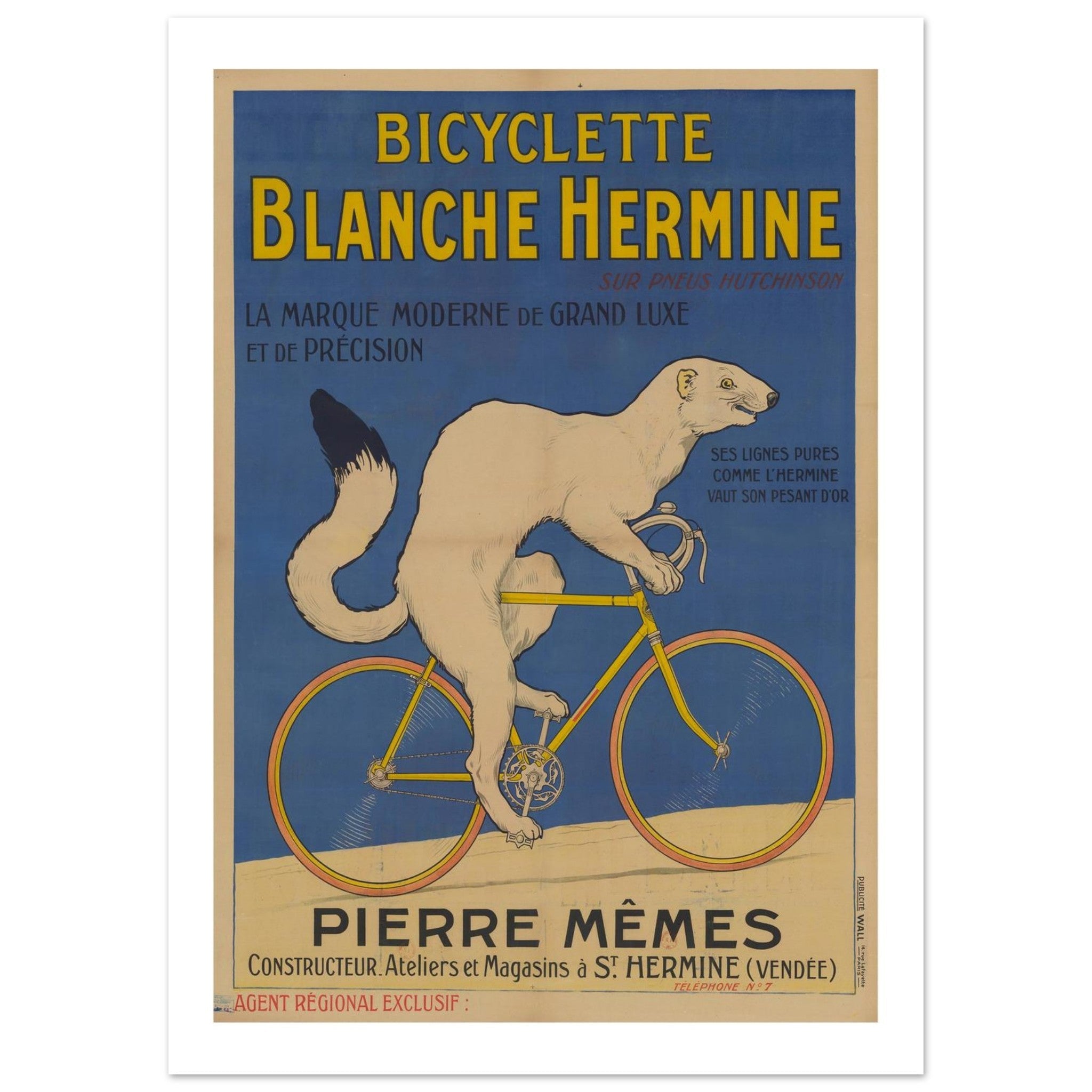 Blanche Hermine Luxury French Bicycle Poster - Transit Art