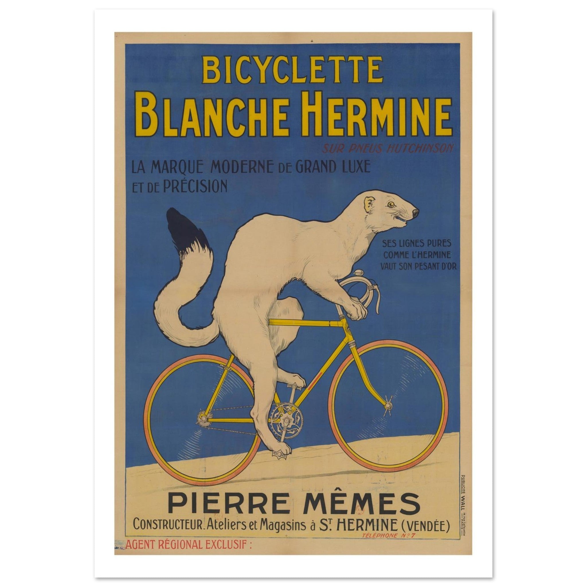 Blanche Hermine Luxury French Bicycle Poster - Transit Art