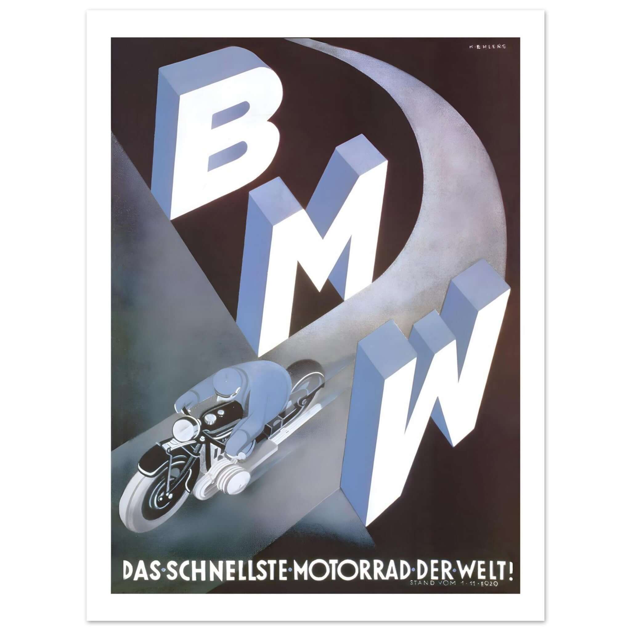 BMW Fastest Motorcycle Advertisement Poster - Transit Art