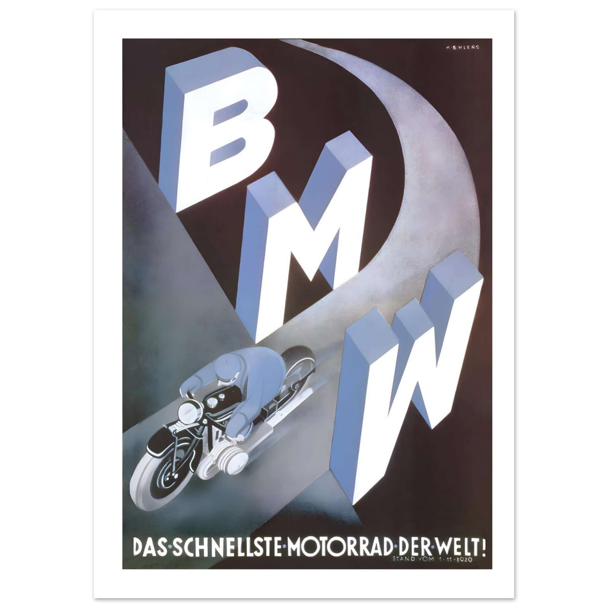 BMW Fastest Motorcycle Advertisement Poster - Transit Art