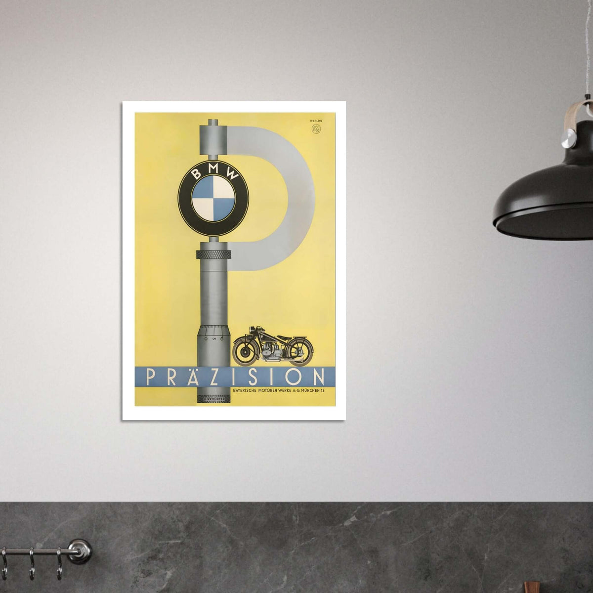 BMW Precision Motorcycle Advertisement Poster - Transit Art