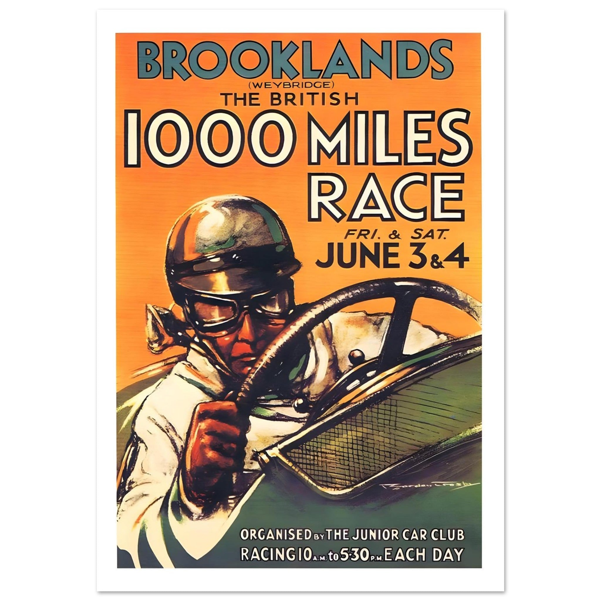 Brooklands British 1000 Miles Race Vintage Poster - Transit Art